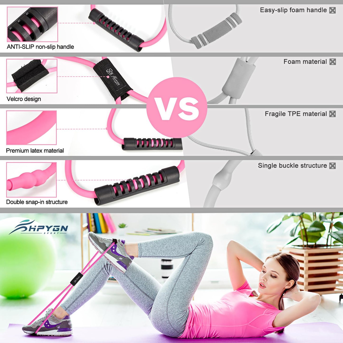 Figure 8 Resistance Band, Resistance Bands for Arms, Back, Shoulder Stretcher Exercise Bands with Handles, Upper Body Workout Equipment Set of 3 for Yoga Pilates Stretching Physical Therapy