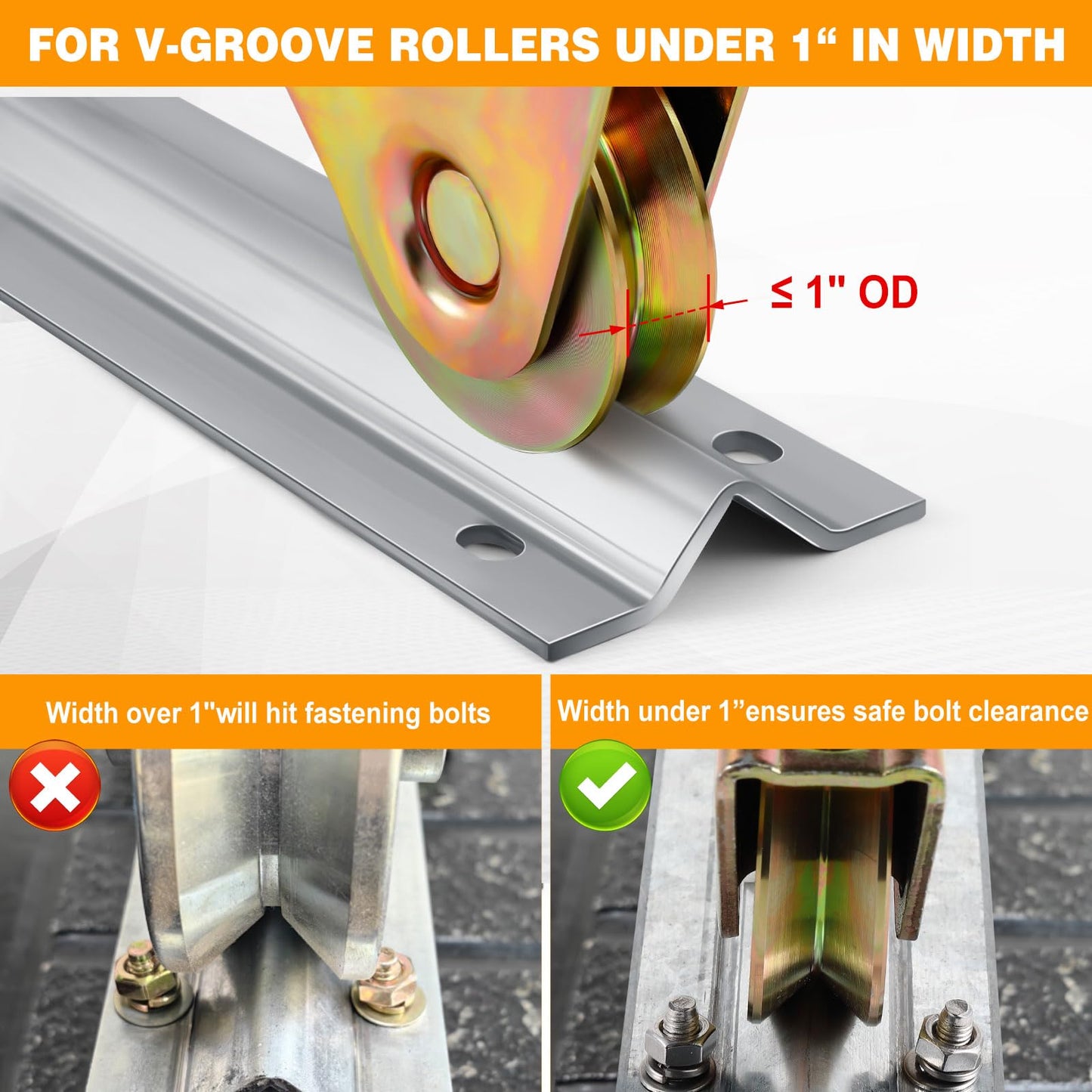 Otoolling 24 FT V-Track Galvanized Inverted V Track for Sliding Gate Rollers with Hardware Kit Heavy Duty Sliding Door Track Rail for Driveway Gate, Car Entry Door, Barn Doors and Outdoor Applications