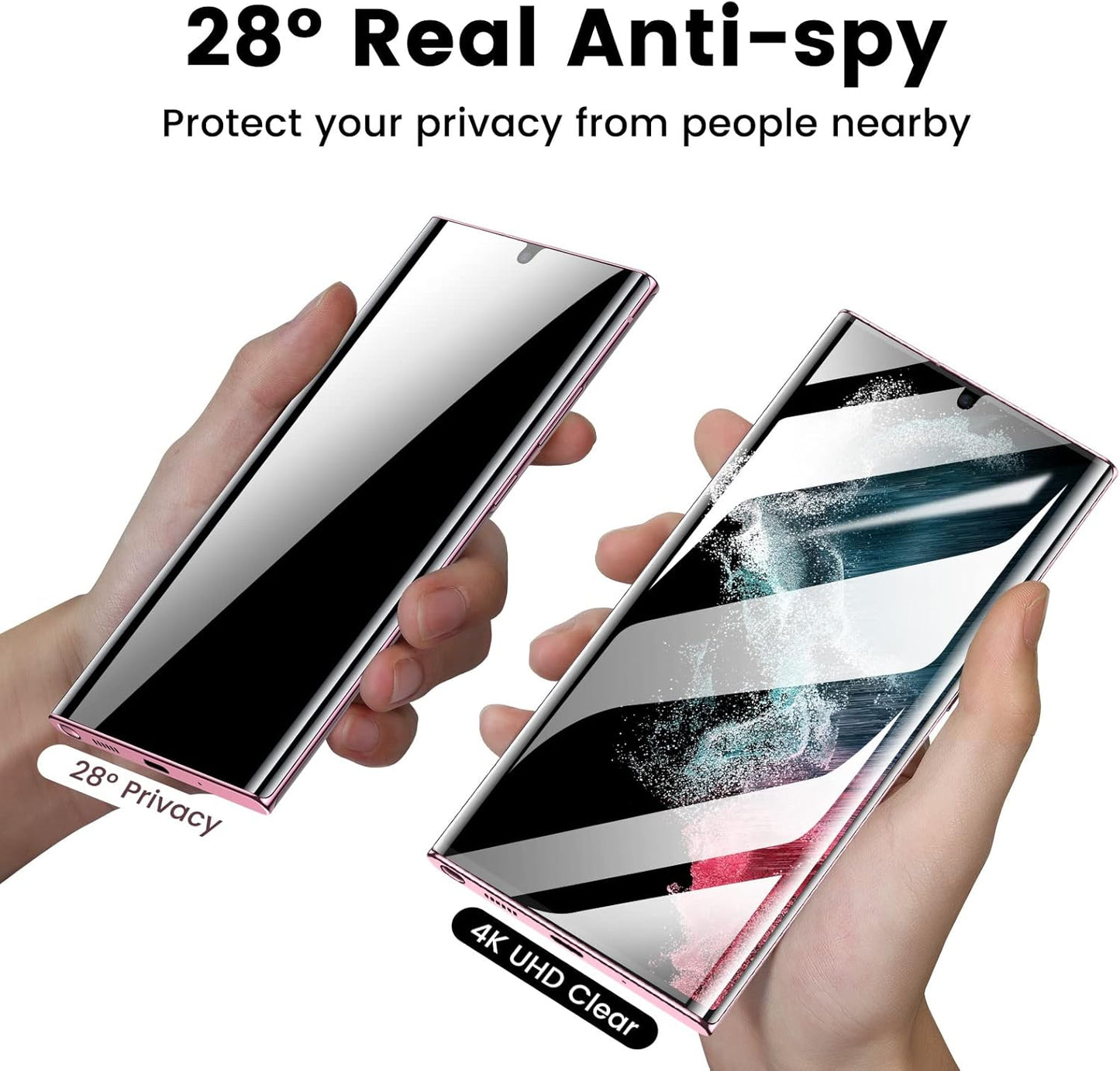 2 Pack S22 5G 6.8, 3D 7H 100% MOHAVE [Auto Alignment/Dust Removal] Privacy Screen Protector for Samsung Galaxy Ultra