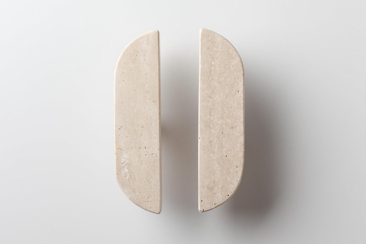 Emily&Sarah Italian Roman Ivory Travertine Door Handle Pair – Through Bolt Floating Matte Finish Pull, Easy to Install | Customizable Styles & Logo Engraving, (Treasure-Shaped Small White Hole)
