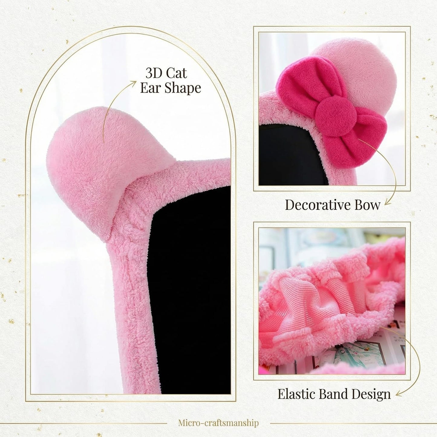 1 20-29 Inch Pcs Cute Cat Ear Computer Monitor Cover, Kawaii Pink Dustproof Screen Protector for Display, Soft Elastic