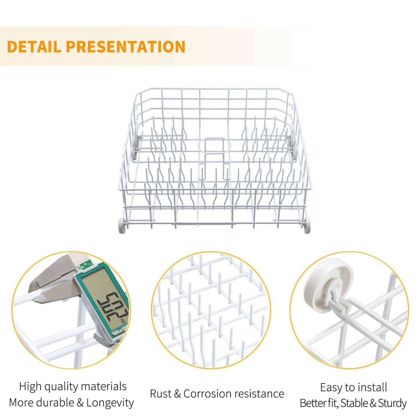 Allstare WD28X31819 WD28X10284 Dishwasher Lower Rack Replacement Parts for GE Dishwasher Parts Lower Dishrack Assembly with Wheels ADW1100N10WW GSD2100V55BB GE Dishwasher Bottom Rack
