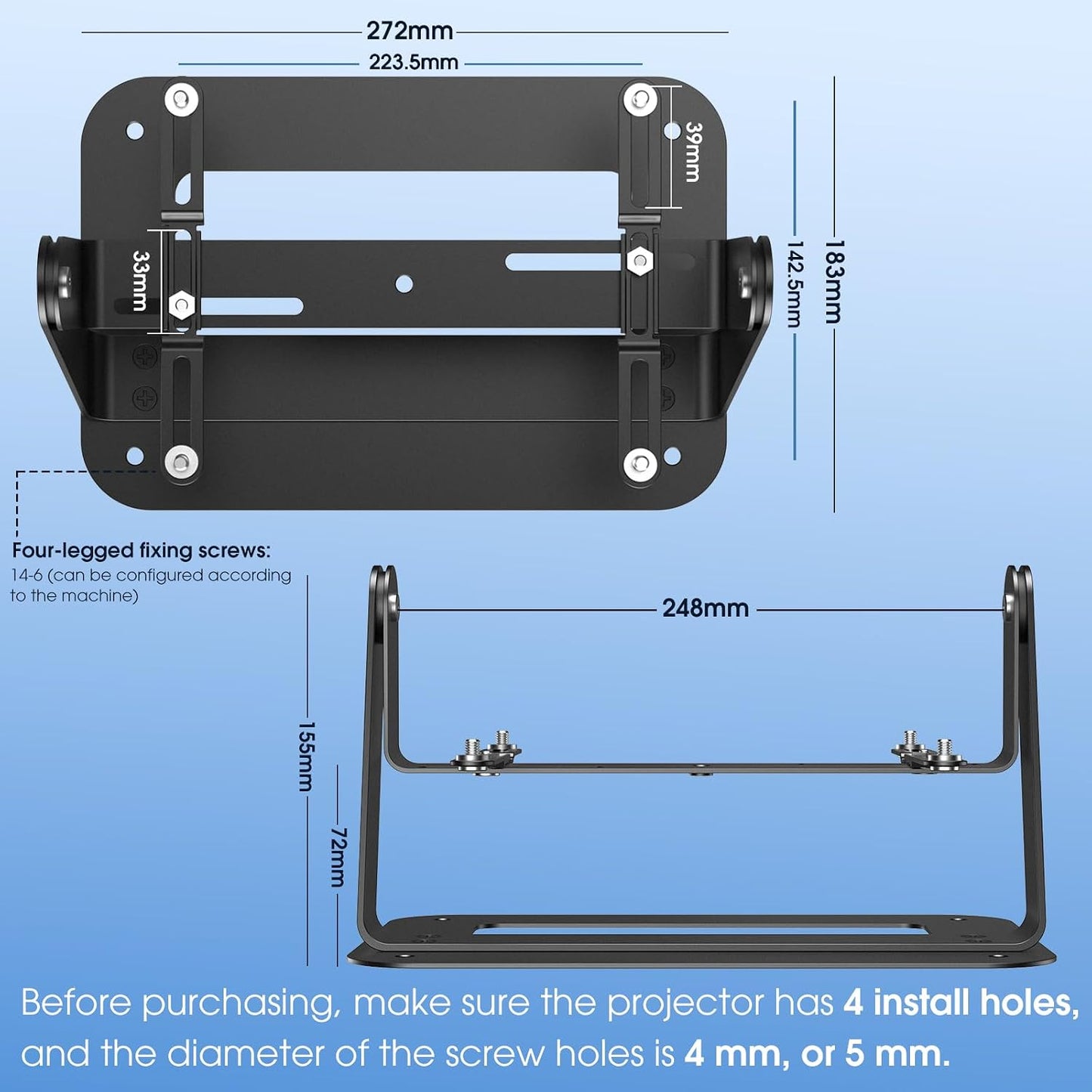 DAWASAPAT Desktop Foldable Stand, Universal Projector Ceiling Mount with Adjustable Plate Arms, Wall Mount with Cable