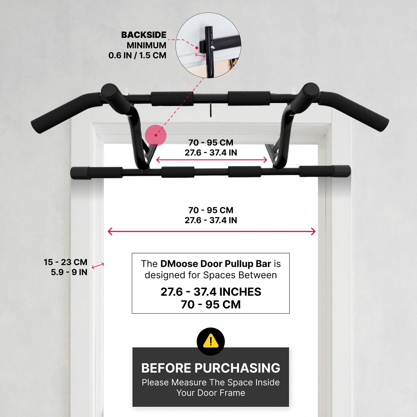 DMoose Fitness Pull Up Bar for Doorway with Pull Up Band - 250 lb Capacity, No Screws, Multi-Grip Chin Up Bar for Home Workouts, Upper Body & Strength Training - Includes Installation Guide