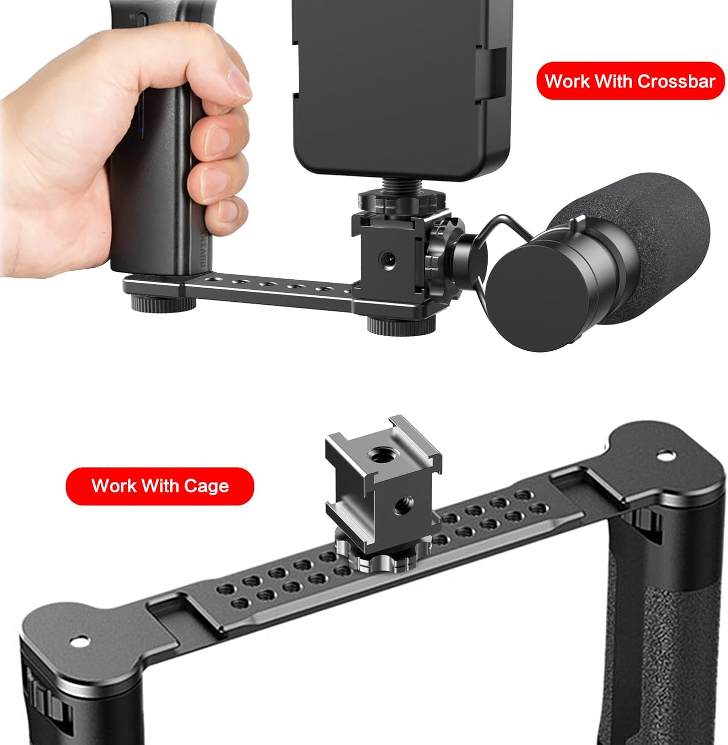 1/4"-20 3/8"-16 Triple Cold Shoe Mount Adapter, Cold Shoe Adapter Extension Bracket,Cold Shoe Mount Adapter