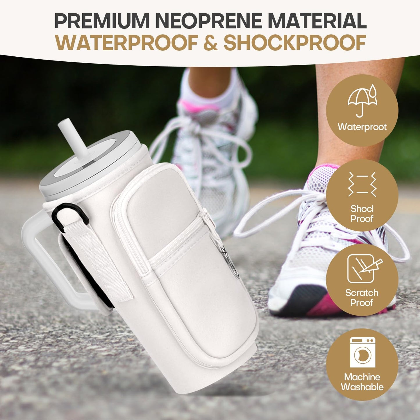 Rolitwils Roliwils Water Bottle Holder with Strap for Brumate Era, Hands-Free Adjustable Carrier Sling Bag for Hiking Camping Gym | Phone Pocket Storage | Tumbler Accessories