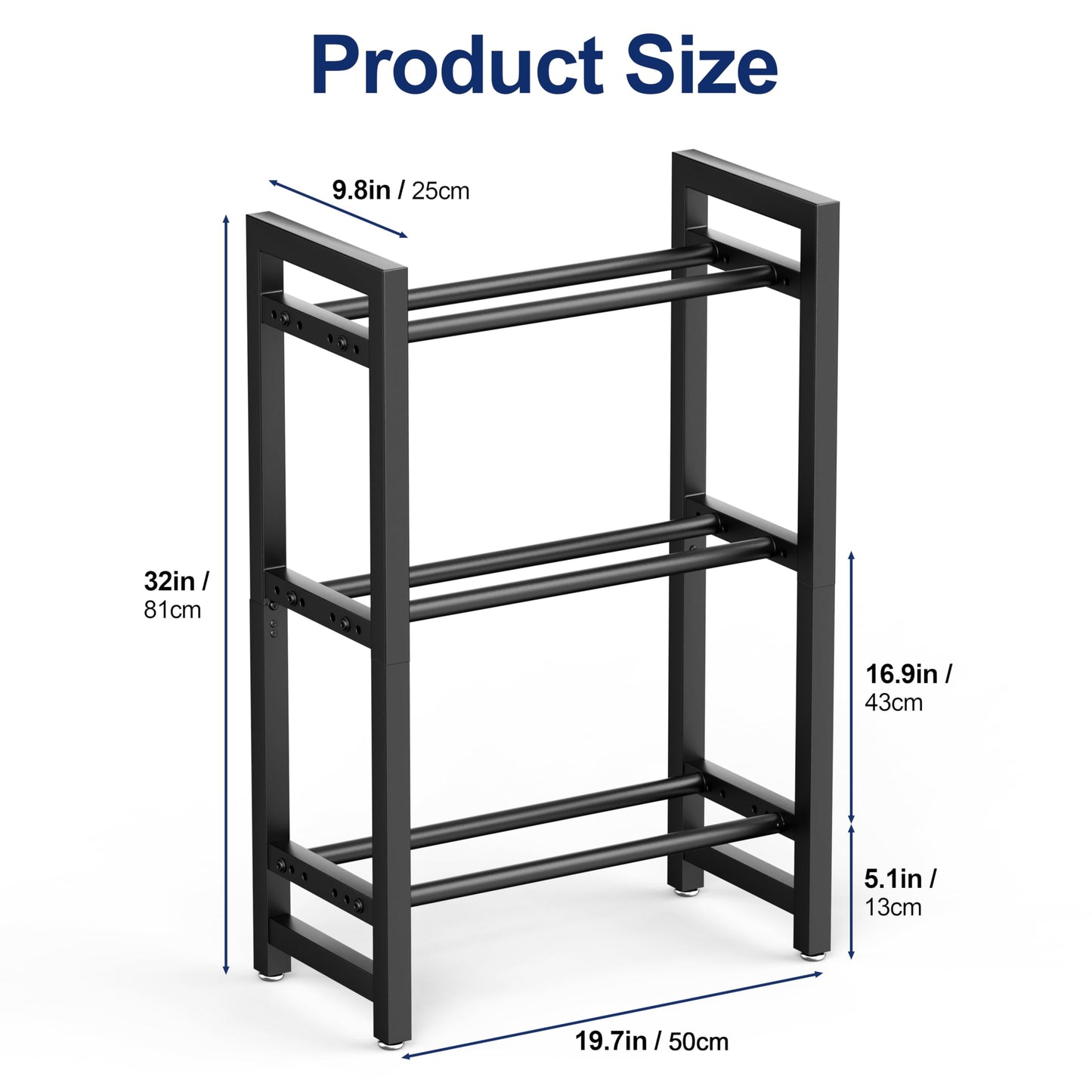 Dumbbell Rack 3-Tier 20 IN Length Adjustable Weight Rack For Home Gym Dumbbells Kettlebell (Rack Only)