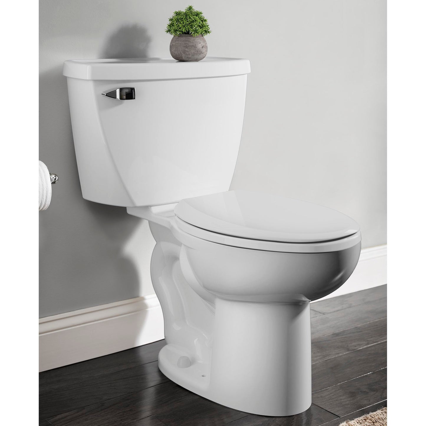 American Standard 2462016.020 Cadet Two-Piece Pressure Assist with 12-in Rough-In Toilet, Elongated Front, 1.6 GPF
