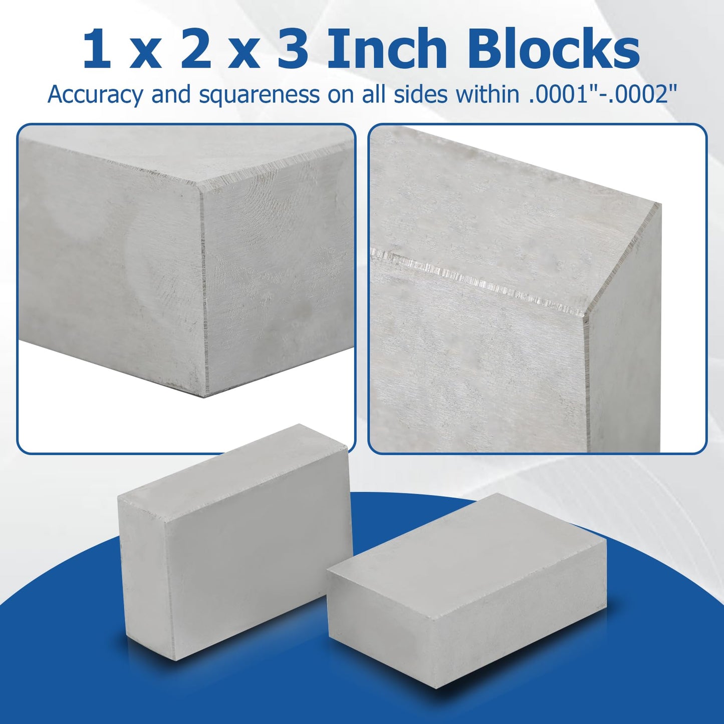WFLNHB 1 x 2 x 3 Inch Blocks No Holes Matched Pair Hardened Steel Plain (1"x2"x3") 123 Set Accuracy Machinist Milling