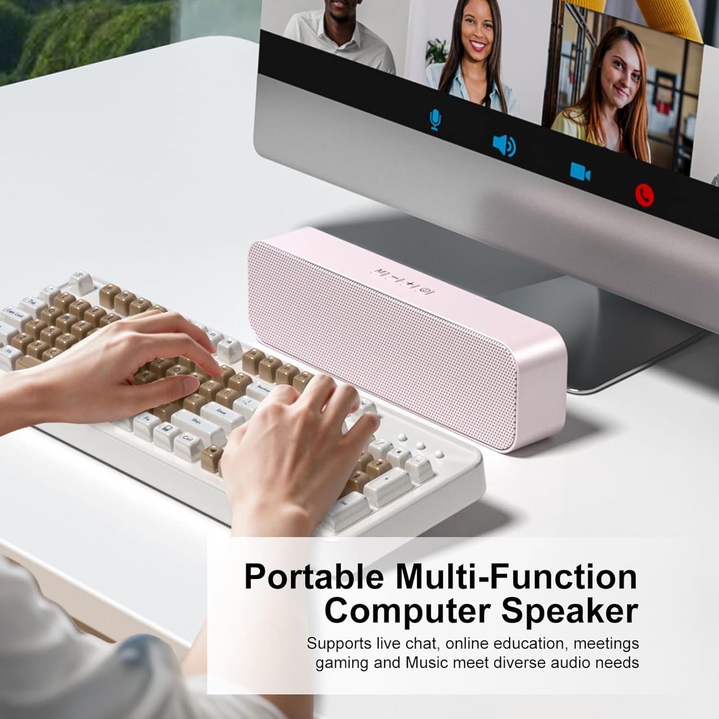 KASOHQEE Bass,3.5mm Computer Speaker for Desktop,Rechargeable PC Speaker,Small Computer Soundbar with Stereo