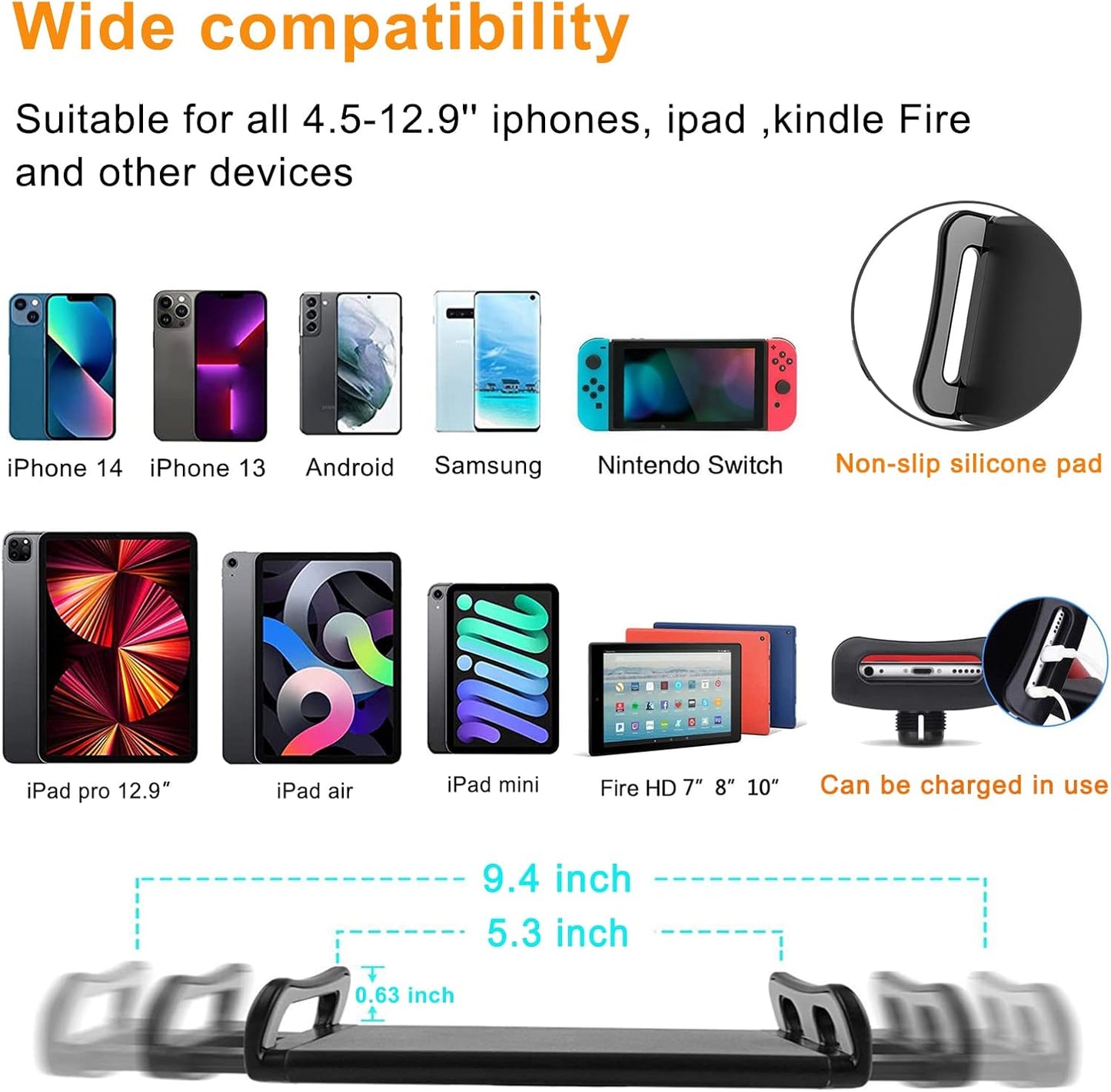 Awlbstruse 65" 360 4.5-12.9 Inch Ipad Tripod Stand, Gooseneck Height Adjustable Floor Stand with Rotating iPad Tripod