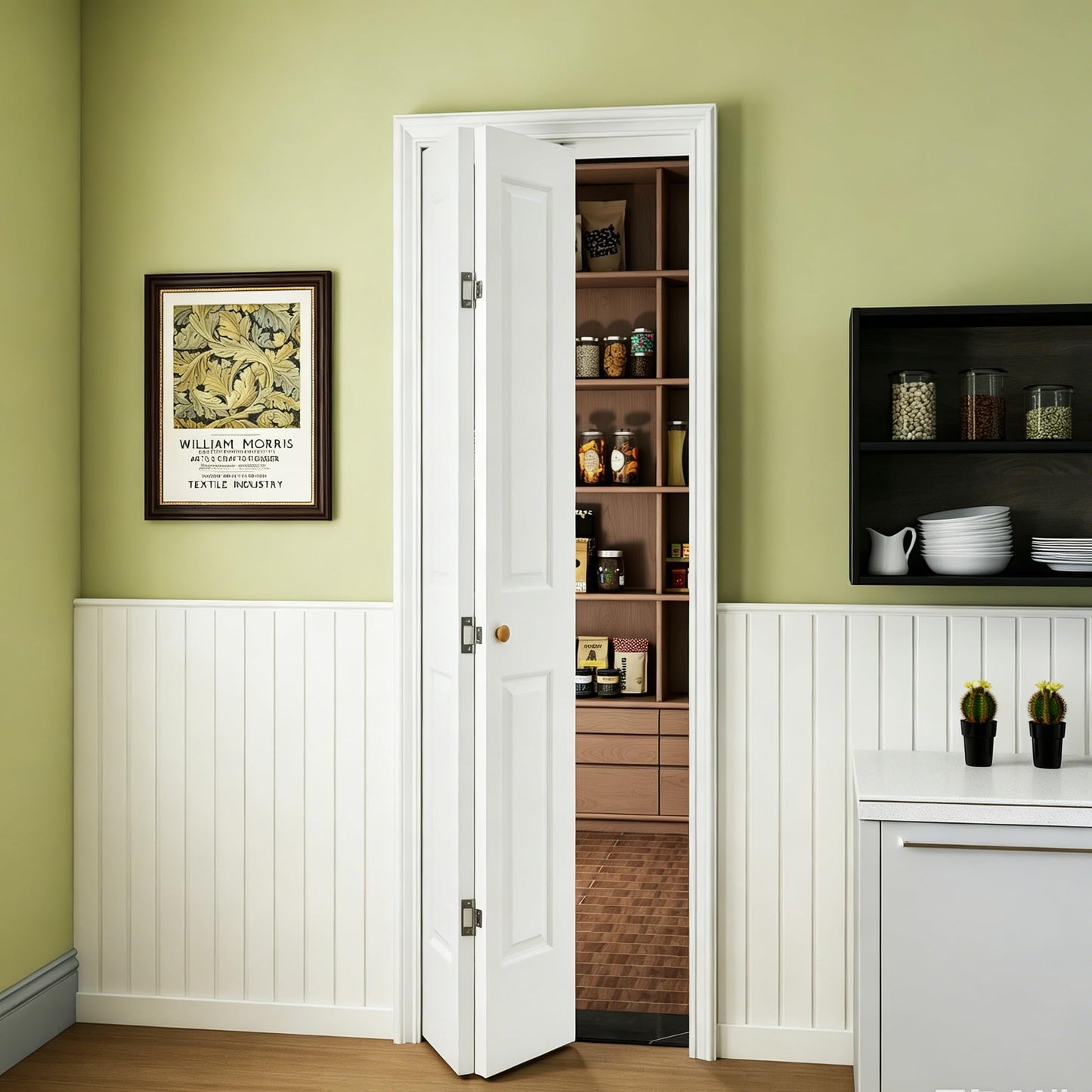JUBEST 24 in.x 80 in. Bifold Closet Door, 2 Panel White Primed Bifold Door, Hollow Core Interior Folding Doors with Hardware Kit & Handle
