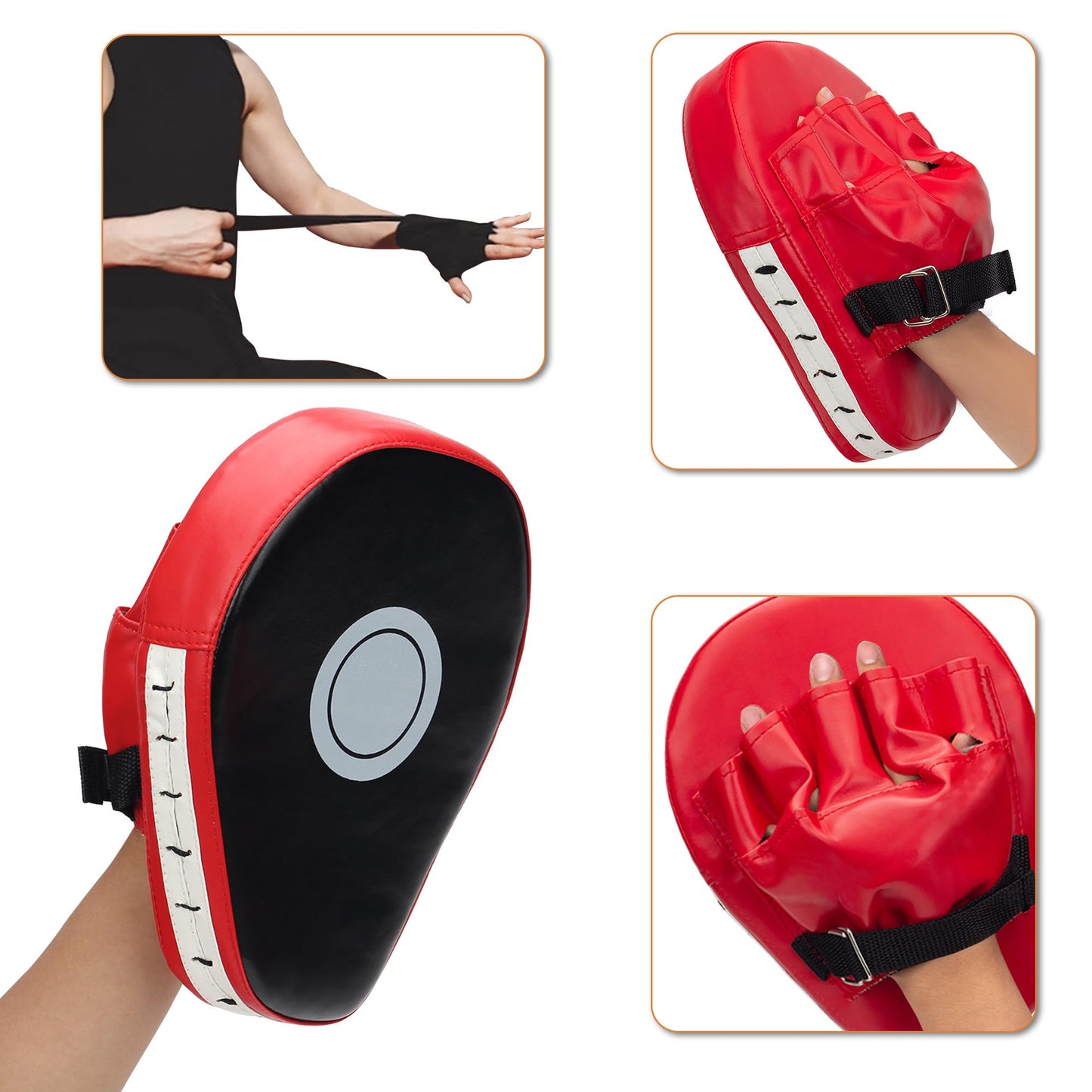 3-in-1 Boxing Gloves and Punching Mitts Set for Kids, Sports Boxing Gloves Pads with Hand Wraps, Kids Boxings Equipment Set for MMA Karate Muay Thai Taekwondo