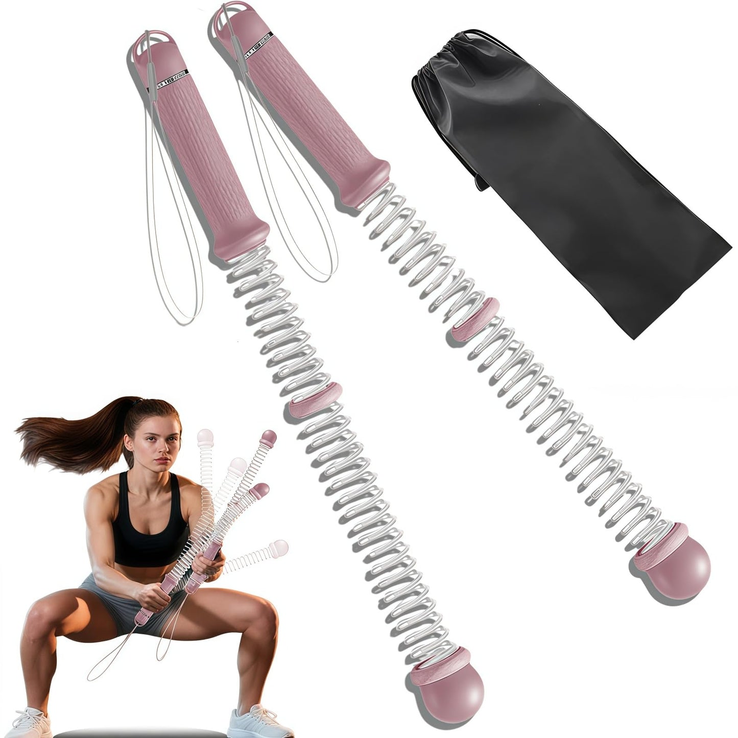 Ropeless Battle Ropes 2Pcs with Bag for HIIT, Cardio, Strength & Low-Impact Training, Portable Weighted Home Gym Equipment Non-Slip Handle, Cordless Battle Ropes for Men & Women, Upgrade Battle Rope