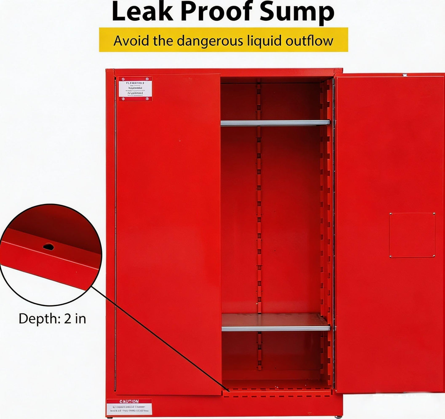 EliteEdge 45 Gal Flammable Safety Cabinet, 43" x 18" x 65" Galvanized Steel Industrial Flammable Liquid Storage Cabinet with Adjustable Shelves, Fireproof Double-Wall Design, Manual Close Doors, Red