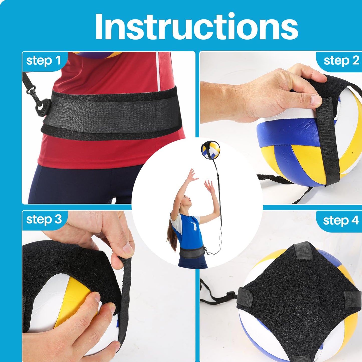 Volleyball Training Kit for Solo Practice, Adjustable Volleyball Serve Trainer, Volleyball Training Equipment for Serving, Setting & Spiking, Volleyball Training Aids, Gift for Teen Girls & Boys