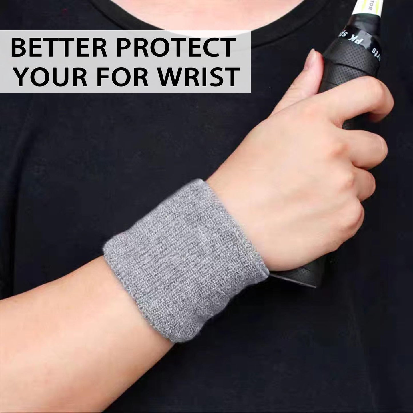 Fecawd 6 Pack Wristbands Sweatbands for Men & Women, Breathable Tennis Wrist Bands Absorbent Sweat Band Multiuse Wristband for Basketball, Running, Gym, Working Out(Black,White,Grey)