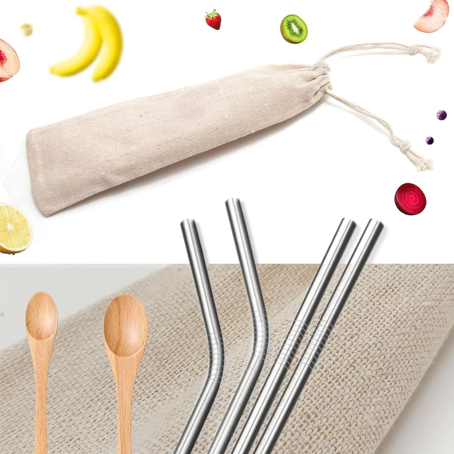 Saihisday Portable Cotton & Linen Pouch Bags - 20 Pcs Drawstring Cases for Straws & Cutlery Storage