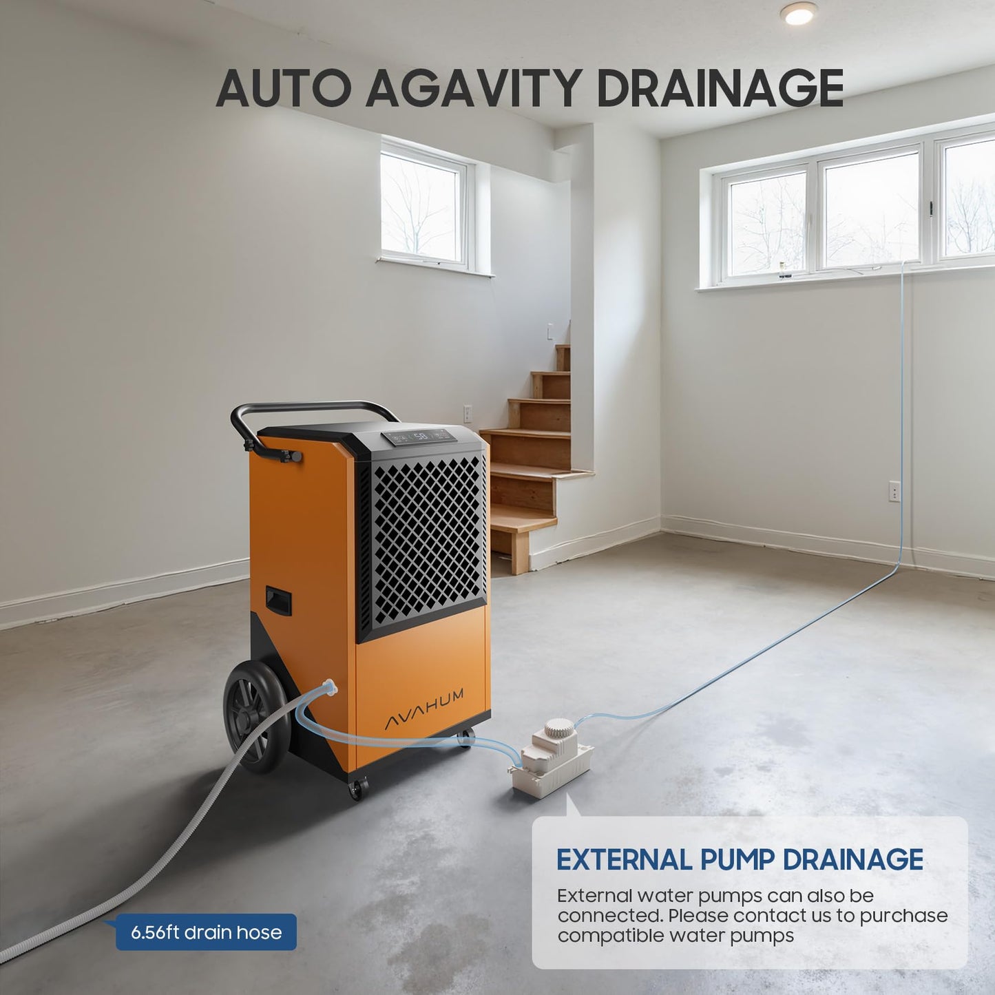 Commercial Dehumidifier,Yellow Industrial Dehumidifier 320 Pint for 8,000 Sq.Ft Basement Warehouse Construction, Large Heavy Duty Commercial Grade Dehumidifiers with Drain Hose, Auto Defrost,Restart