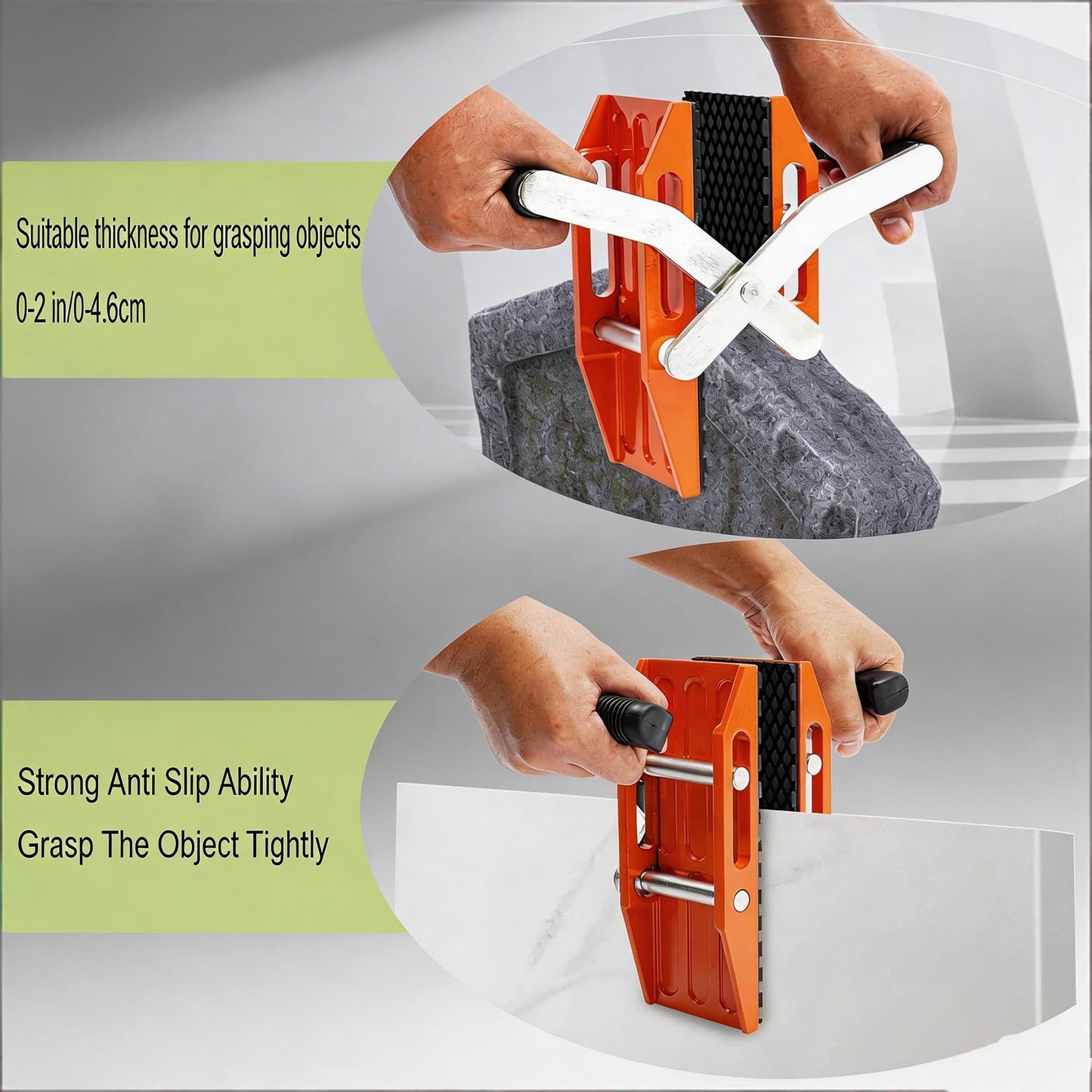 Double Handed Stone Carrying Clamps Granite Carrying Clamps Glass Carrying Clamp 660lbs Transporting Heavy Duty Carry Clamp 2 Pack (Orange)