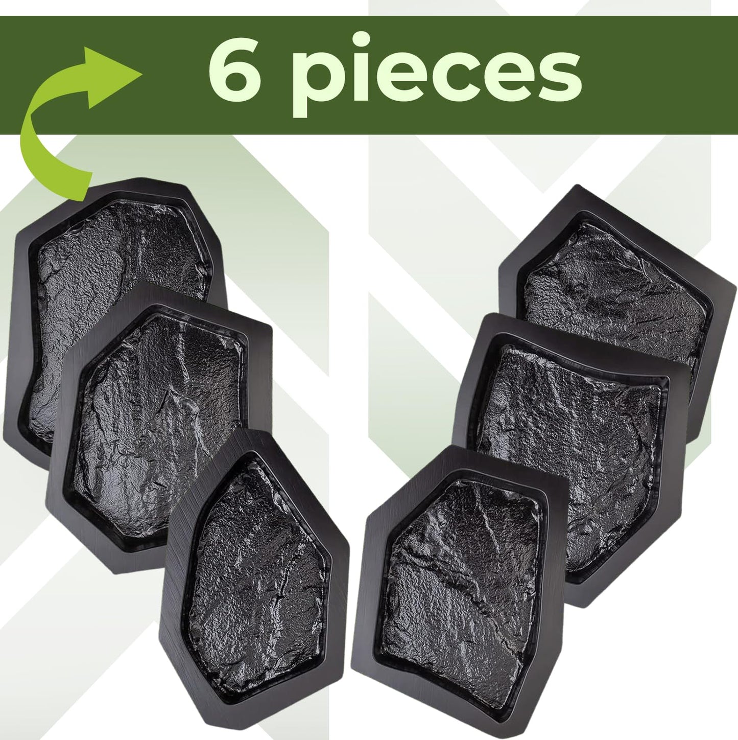Betonex 6 pcs Flagstone Molds ABS 2mm Cement Mold - Paver Mold Reusable - Casting Pathmaker Garden Pathmate Pavement Precast Concrete Molds and Forms Walkway