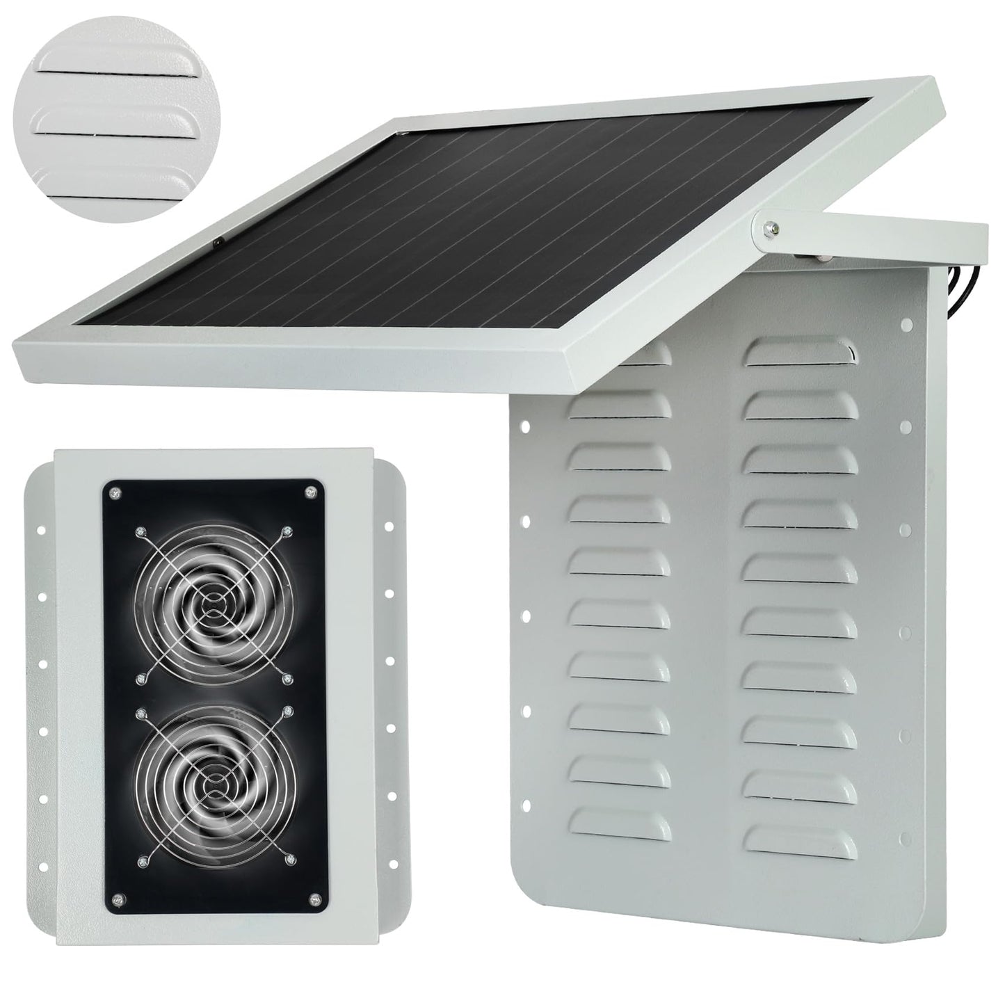 Solar Shipping Container Vent with 15W Adjustable Solar Panel, 2 Fans, Weatherproof Design, Easy Install, Efficient Ventilation, Prevent Condensation & Overheating in Cabins, Sea Cans, Offices, Homes