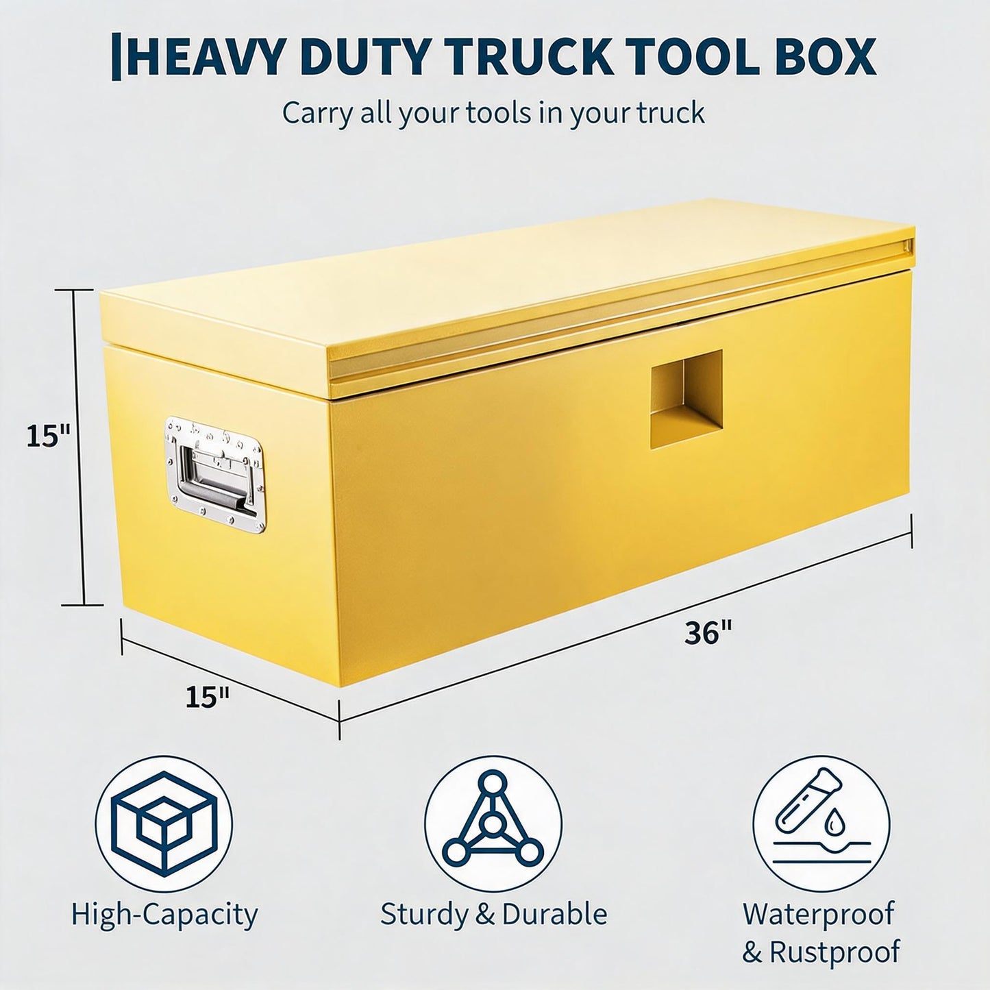 IDEALHOUSE Truck Bed Tool Box and Trailer Tongue Box - 30" Black Steel Storage Chest for Pickup Trucks, RVs, Trailers, Vans,36"x 15"x 15"