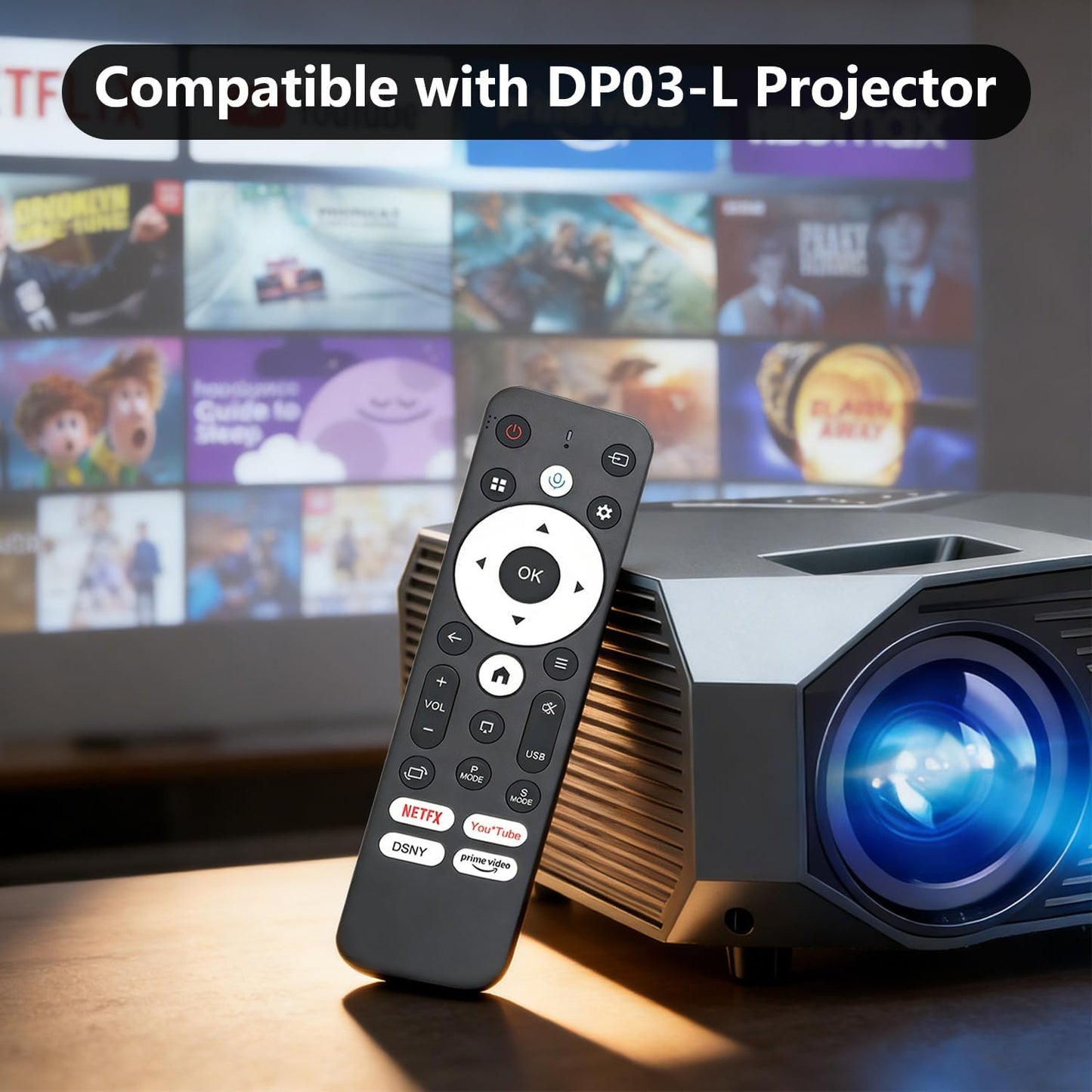 Molgoc DP03 Replacement Remote Contral for Portable Projector,Compatible with YOWHICK Portable Projector.