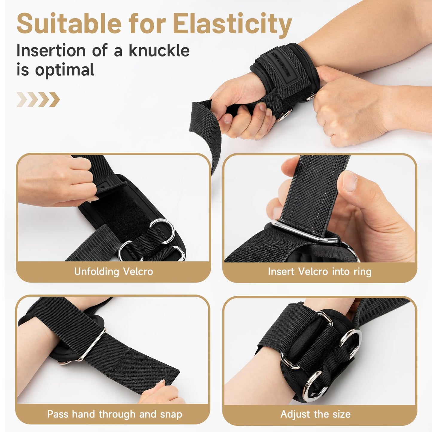 MANUEKLEAR Non-Slip Wrist Straps for Weightlifting Deadlifting, Gym Lifting Straps with D Rings for Cable Machine Workout, 10mm Neoprene Padded Weight lifting Wrist Wraps for Men Women (Black, M (6.3-7.5inch))
