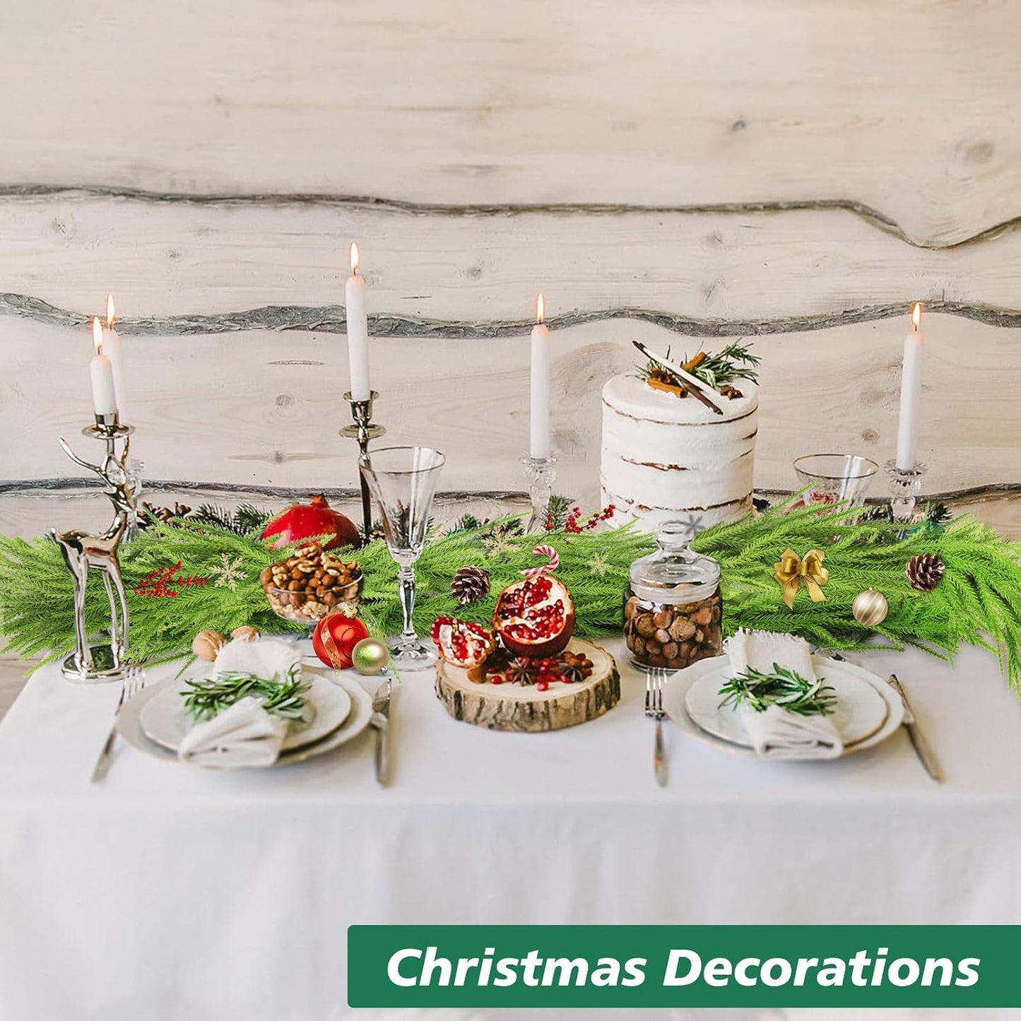 Norfolk Pine Garland - 9 Ft Realistic Faux Pine for Holiday Decor | Perfect for Mantle & Table