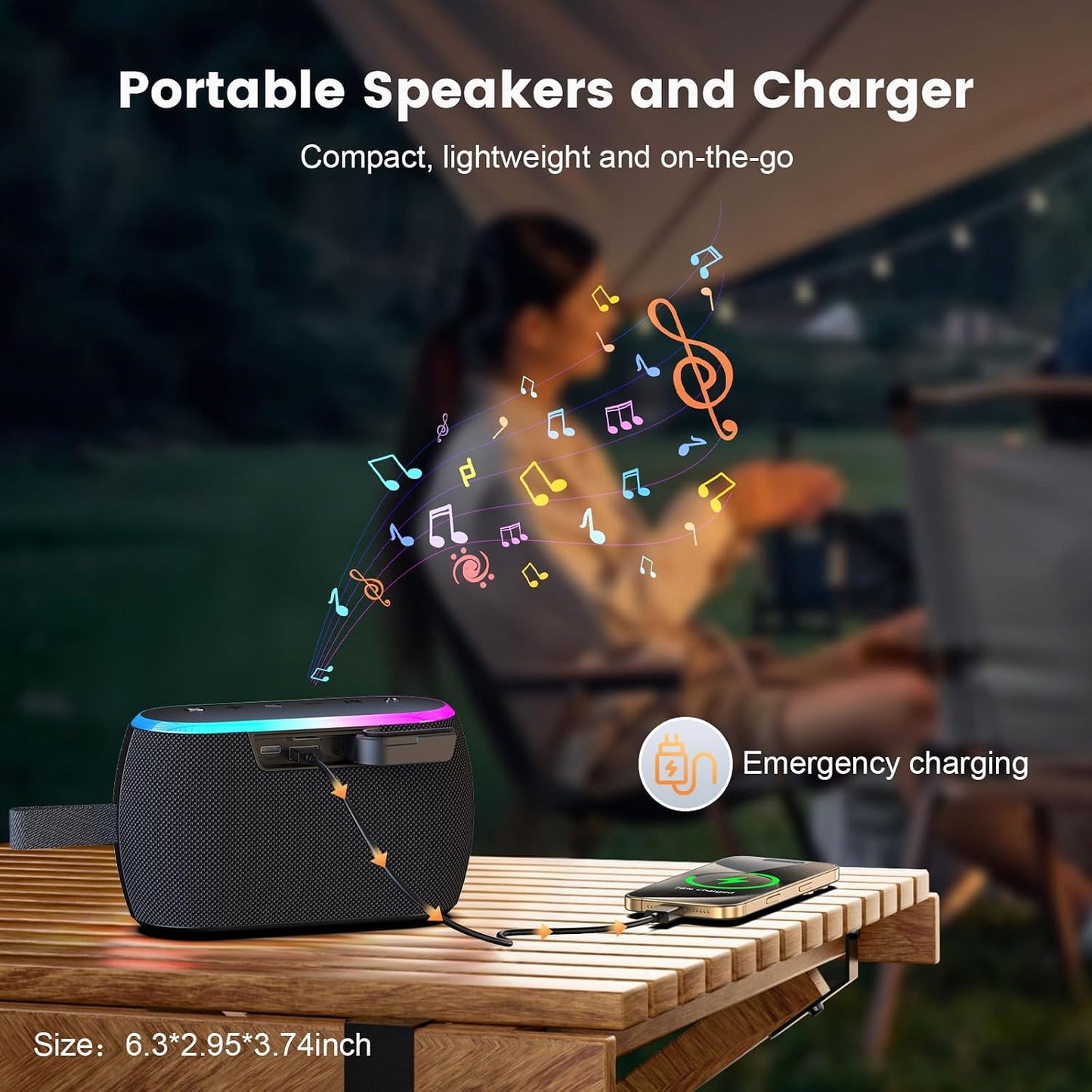 ZICOROOP 40W 5.3, IPX6 12H Bluetooth Speaker, Portable Wireless with Stereo Bass, Bluetooth Waterproof Shower Speakers