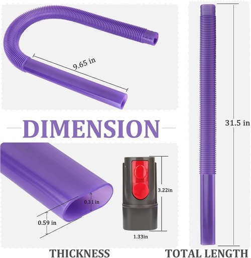 Fullclean Dryer Vent Lint Vacuum Attachments - Flexible Tool for Dyson V15, V12, V11, V10, V9, V8, V7