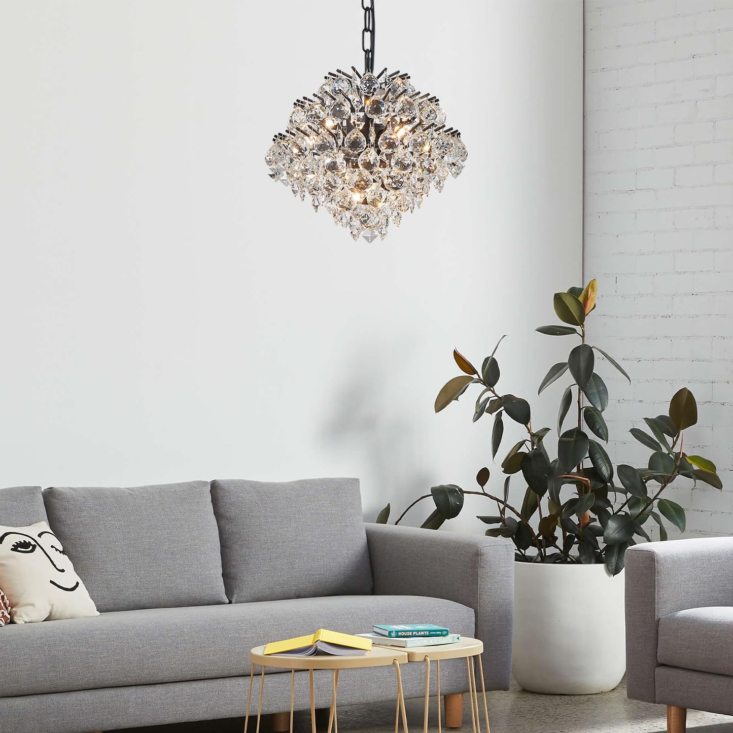 Bestier Black Pendant Chandelier Lighting Fixture, Crystal Raindrop, 4 G9 Bulbs Required, 11in x 12in Model AK-AJ-18183