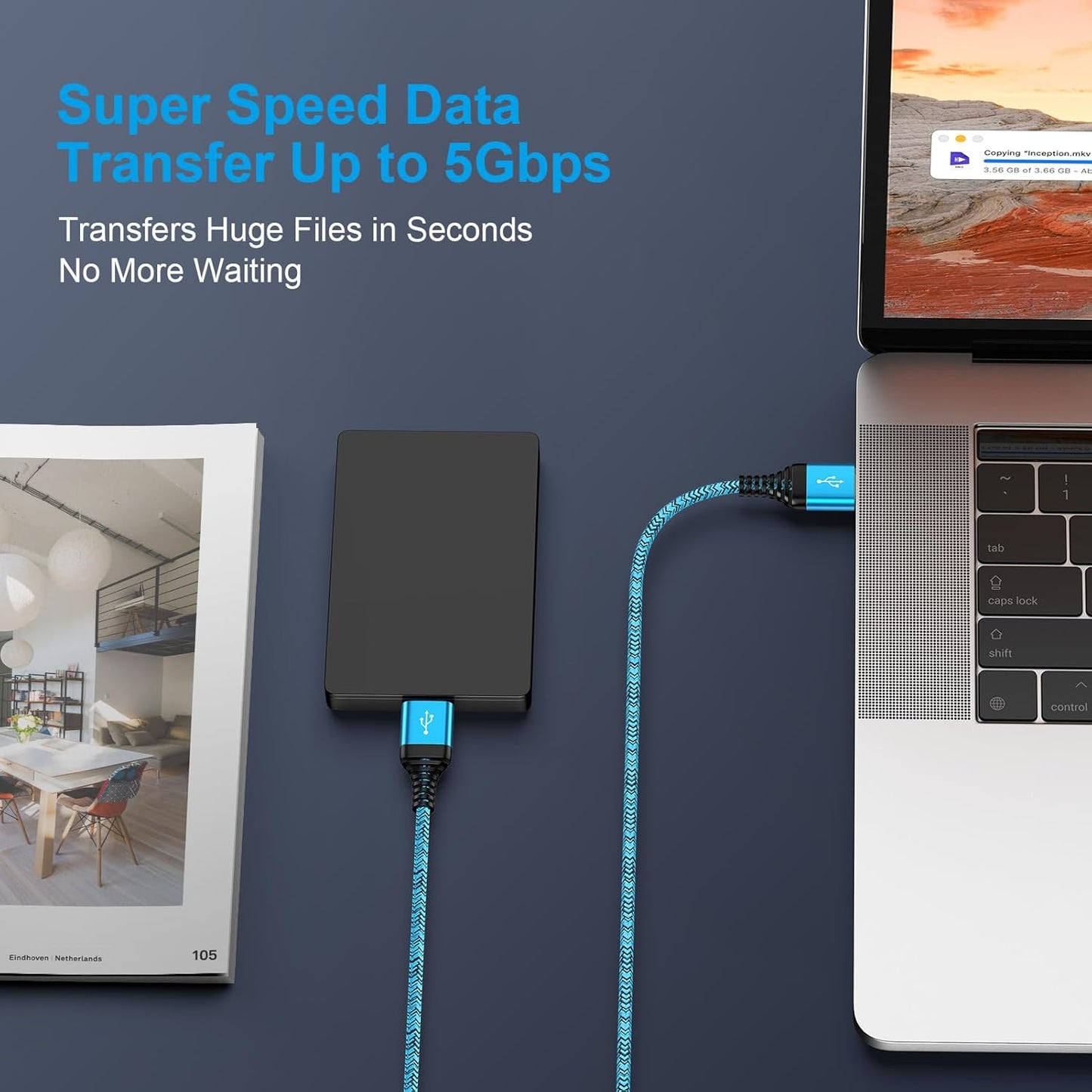 2Pack 6Ft USB3.0 USB to USB Cable, A to A Male to Male Cable Double End USBCord Data Transfer Cord for Hard Drive