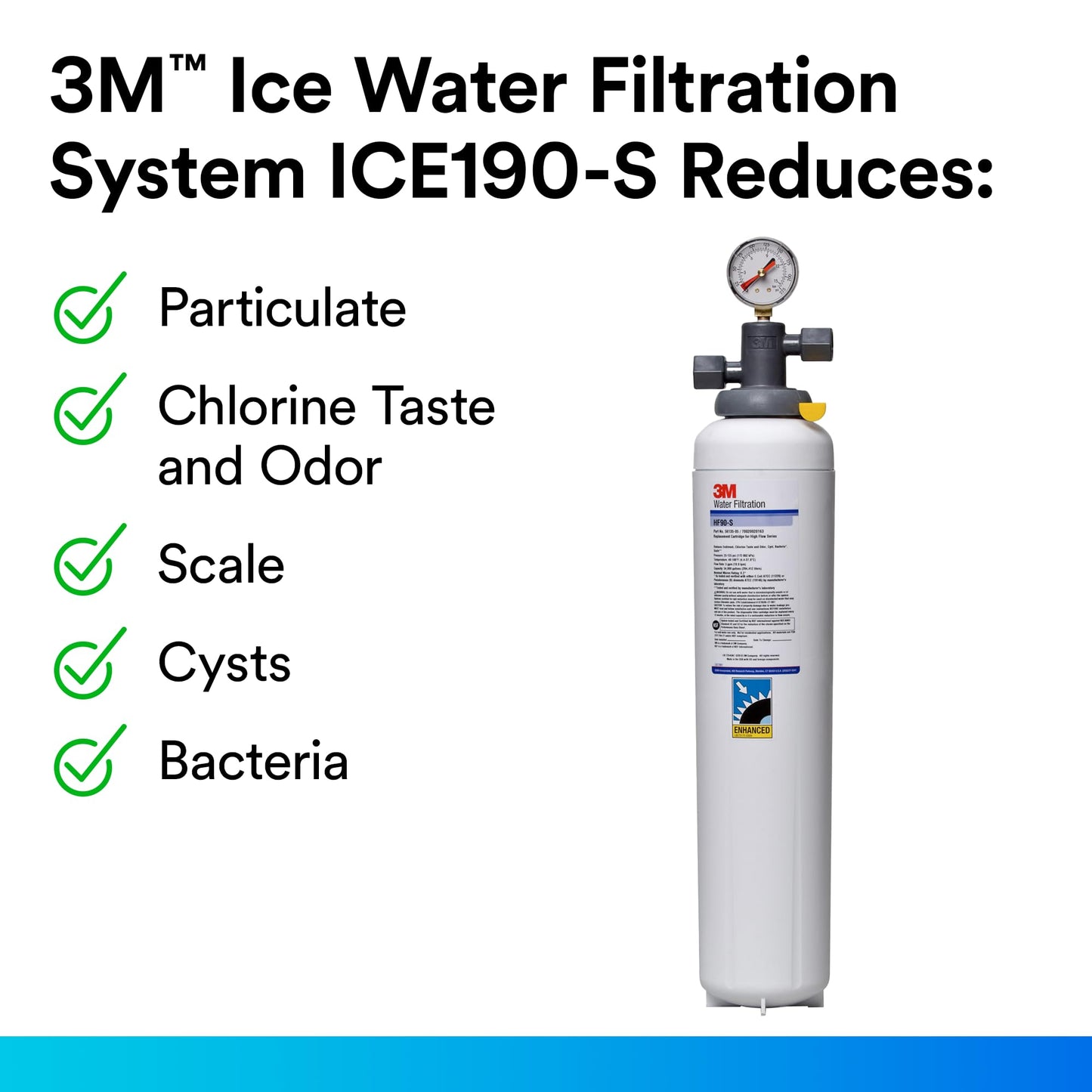 3M ICE190-S Water Filtration System for Commercial Ice Maker Machines, Reduces Scale, Bacteria and Cysts