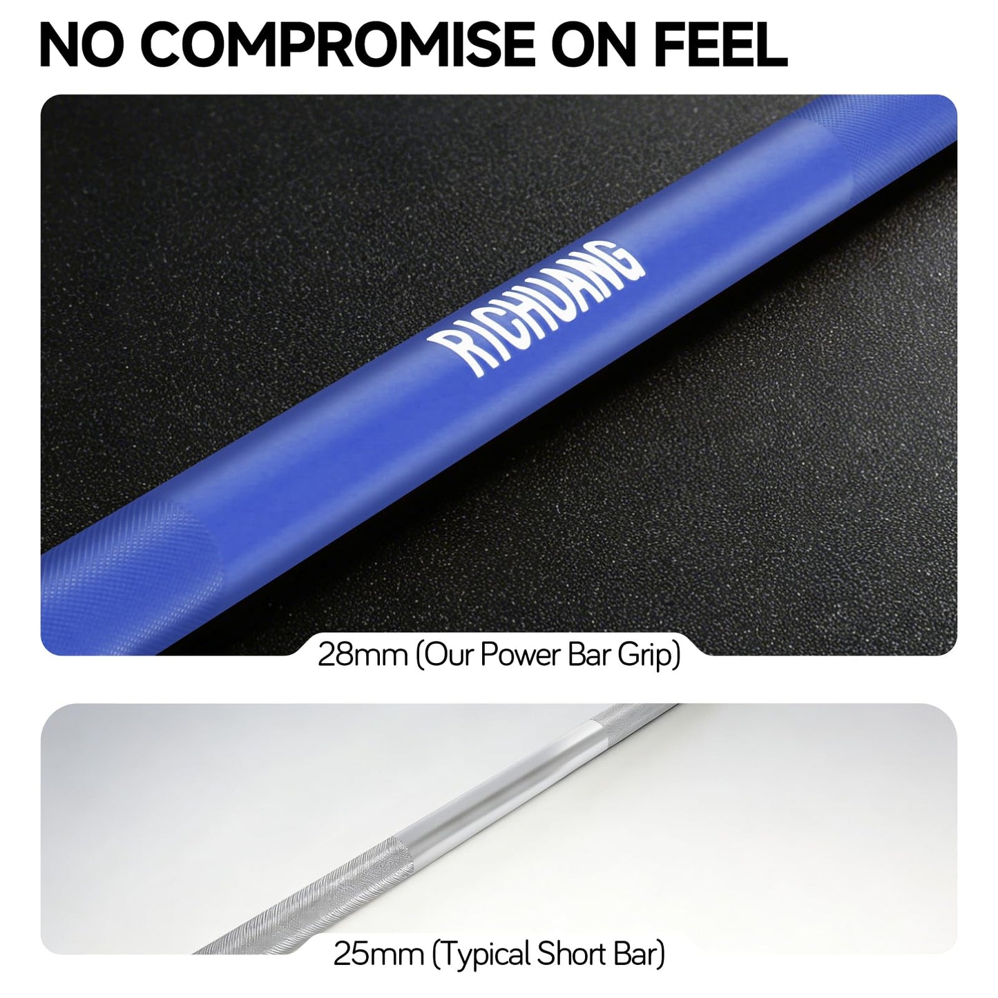 Olympic Barbell 4FT 22LB – 2" Weightlifting Bar for Home Gym Fitness, Squats, Deadlifts, Hip Thrusts, Bench Press, Strength Training – 400LB Capacity – Blue