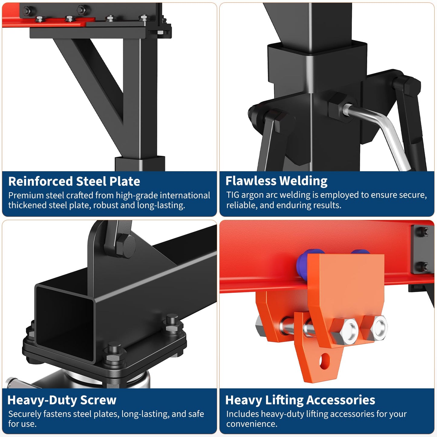2200 LBS Gantry Crane with Manual Trolley, 1 Ton Gantry Crane with 8-12 FT Adjustable Height, Shop Crane Lift Hoist for Warehouse, Factory(with Hooks, Shackles)
