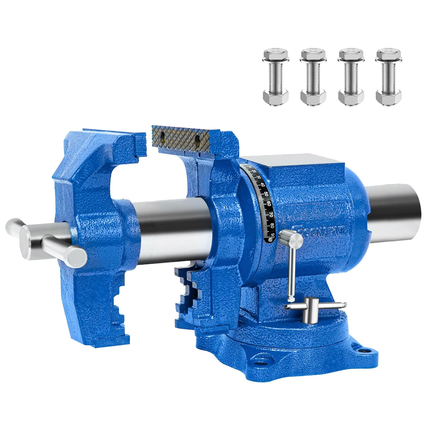 COGNATIVE 6-Inch Heavy Duty Bench Vise Ductile Iron Bench Vise 360° Multi-Purpose Bench Vice with Anvil, Clamp force 9900lbs, Blue Swivel Vise