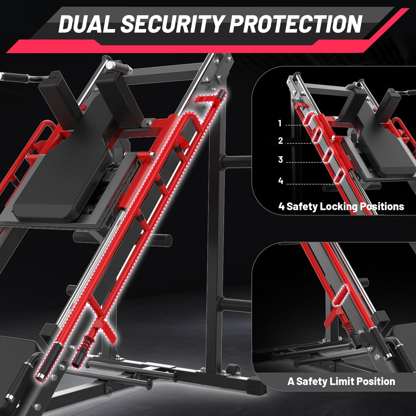 GarveeLife Leg Press Hack Squat Machine, 2 in 1 Leg Press Machine for Home Gym with Linear Bearing, Specialty Hack Squat Machine with Calf Block for Full Lower Body Workout, Red