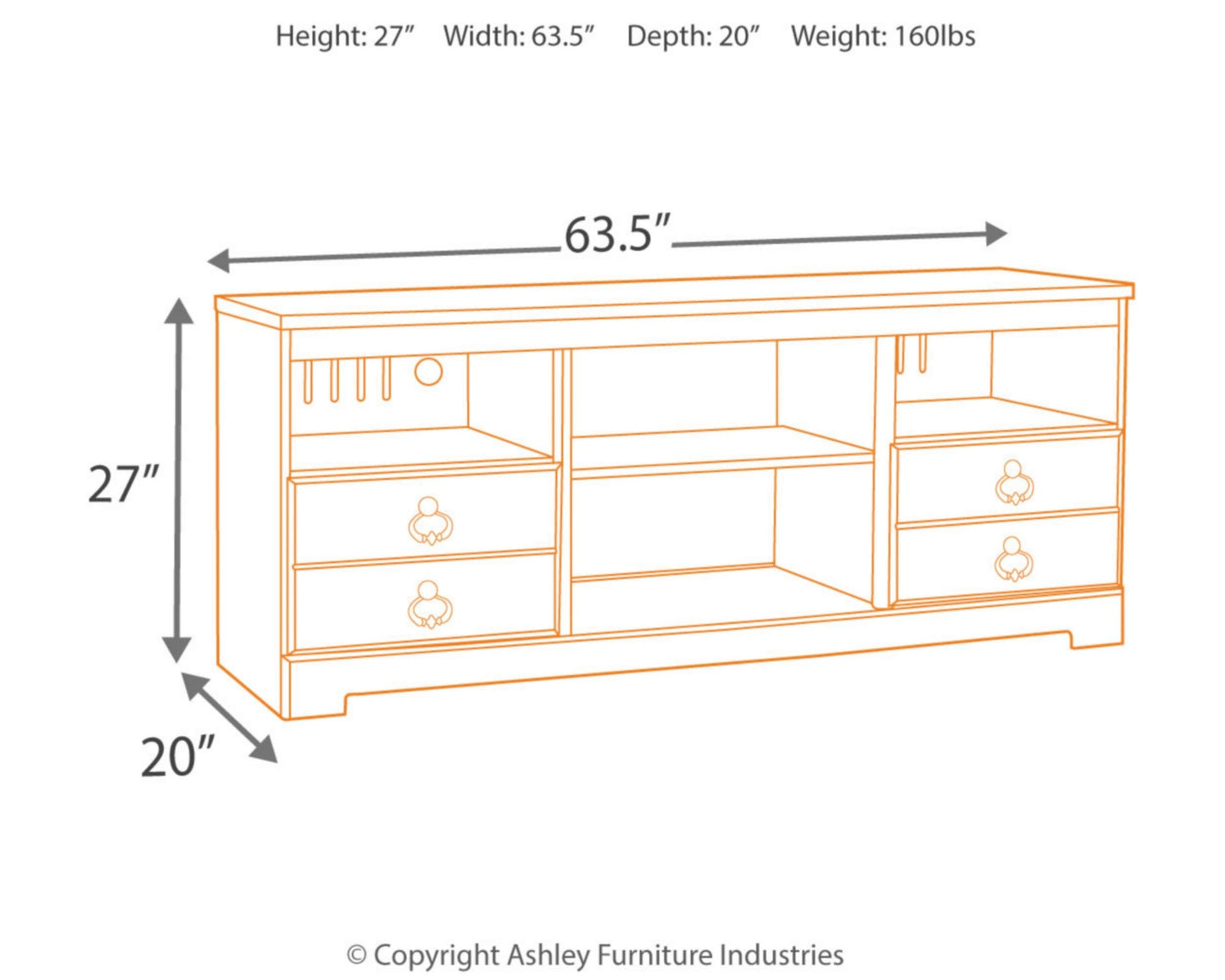 Signature Design by Ashley Willowton Farmhouse TV Stand With Fireplace Option Fits TVs up to 62" with 2 Drawers and 2 Storage Cubbies, Whitewash
