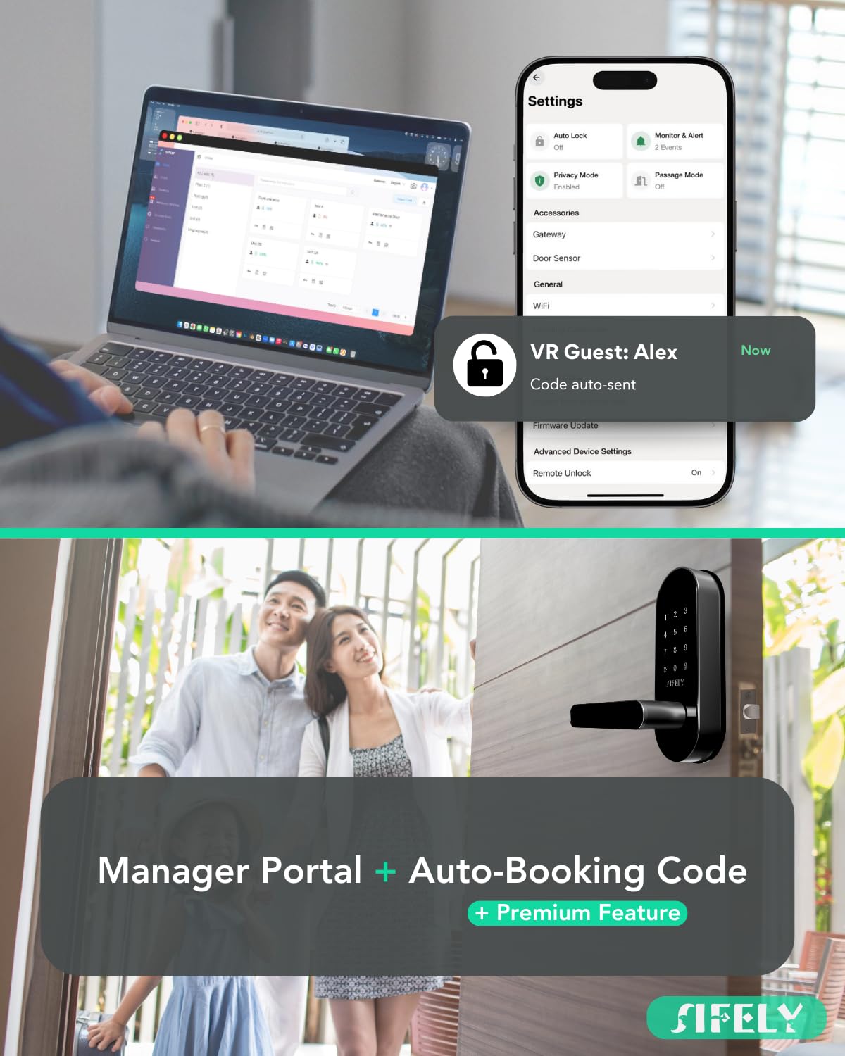 Keyless Entry Keypad Smart Door Lock with Handle & Knob – Digital Deadbolt for Front, Bedroom, Office & Interior Doors, App Control for Airbnb, Guests & Kids, Easy DIY Install (No Fingerprint)
