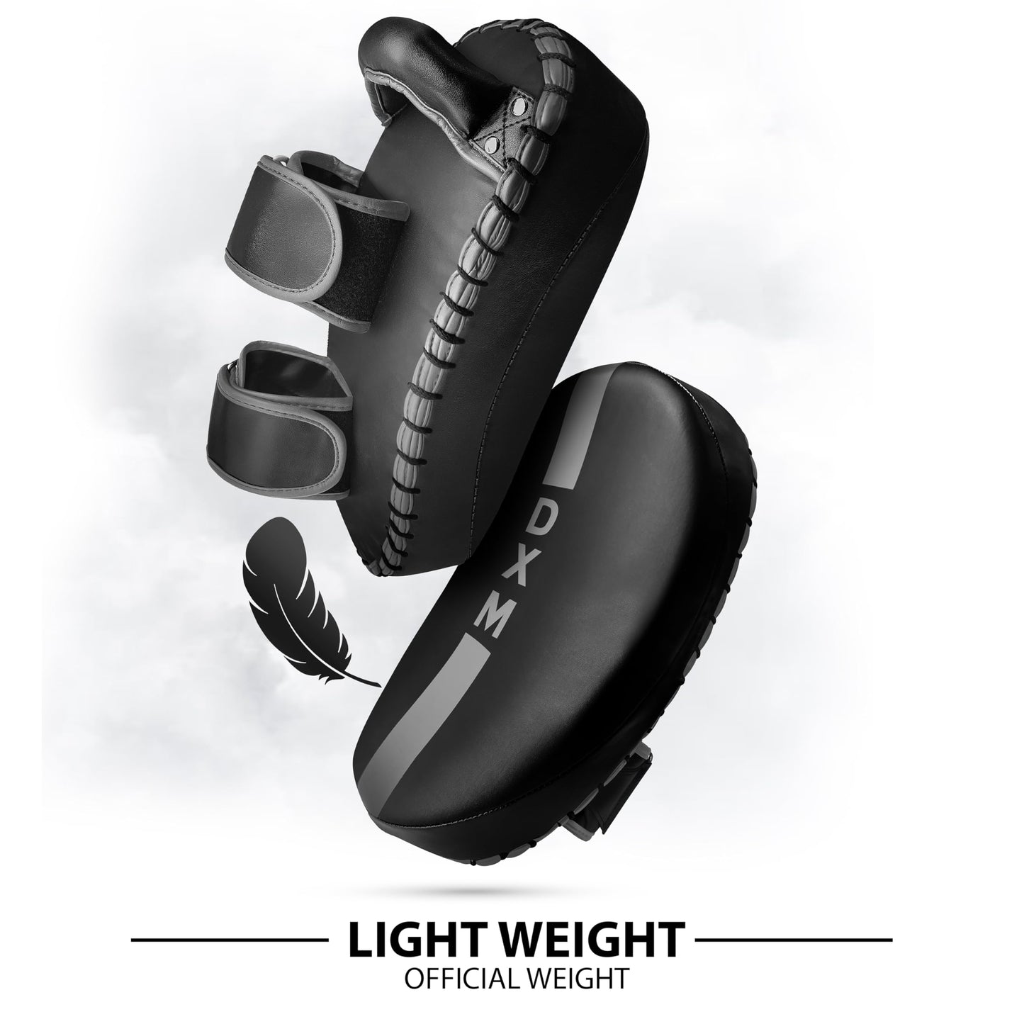 DXM SPORTS Muay Thai Pads Kickboxing Equipment Martial Arts Training Kick Pads for MMA, Taekwondo, Karate – Ideal for Kicks, Knees and Punches in Martial Arts Training (ONE PAD ONLY) (Black & Silver)