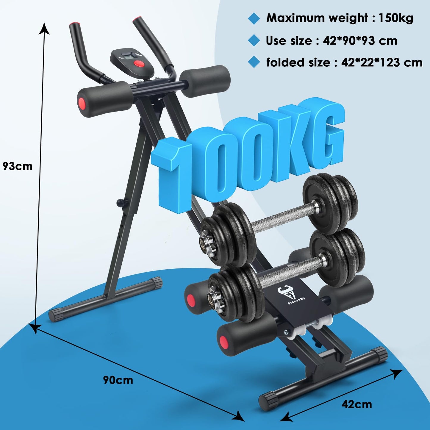 Fitnzoby Abdominal Trainers, Adjustable AB Machine at Home or Gym for Core Strength Training, Ab Cruncher Foldable Fitness Gear for Men and Women Exercise &Workout