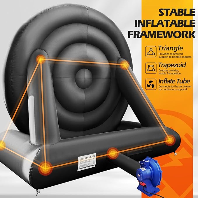 WARSUN 10Ft Giant Inflatable Soccer Darts Board Outdoor Dart Board with 8 Soccer Balls & 350W Blower for School Gym Camp Yard Sport Game(Black)