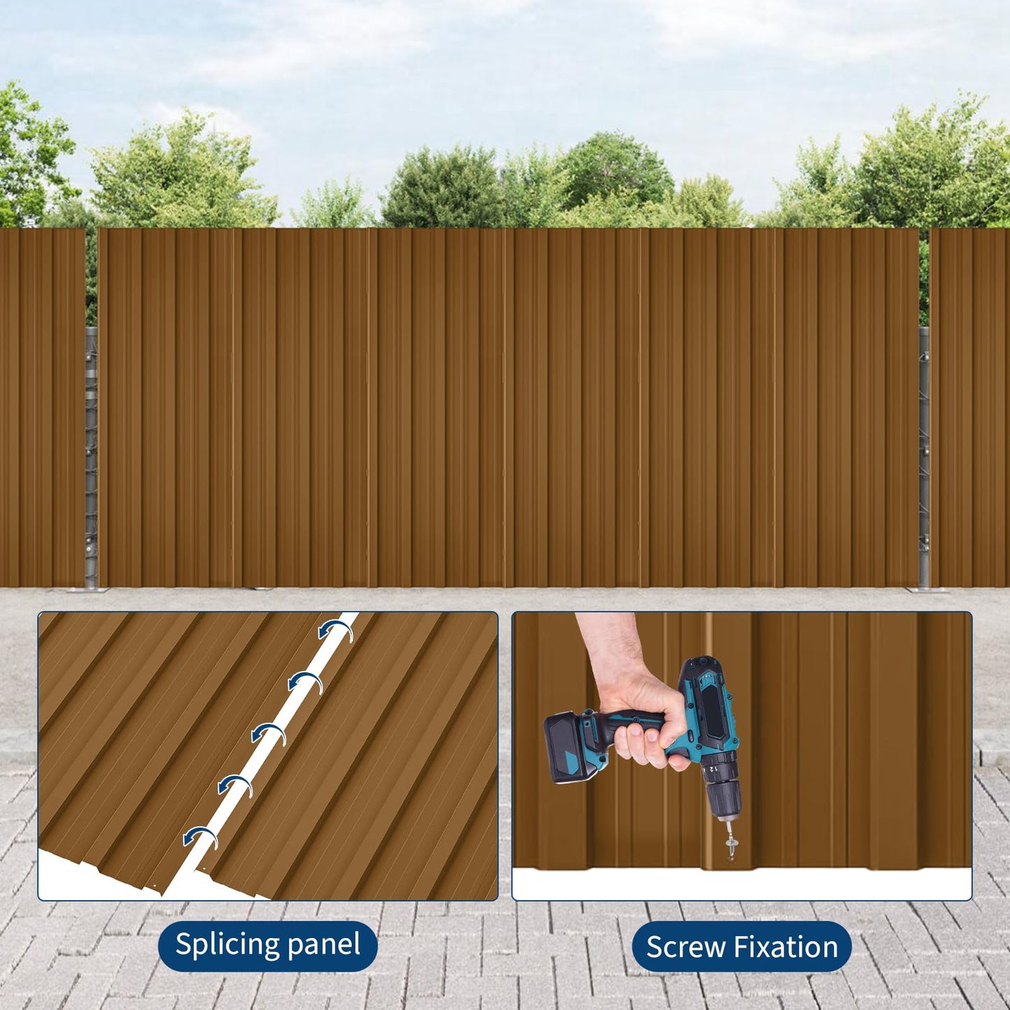 Garvee Metal Roofing Panels, 20 Pcs Waterproof Corrugated Metal Roof Panels, Heavy Duty Galvanized Steel Roof Sheets with Screws for Carports, Porch, Pergola, Easy to Install, 42.52 in x 16.77 in