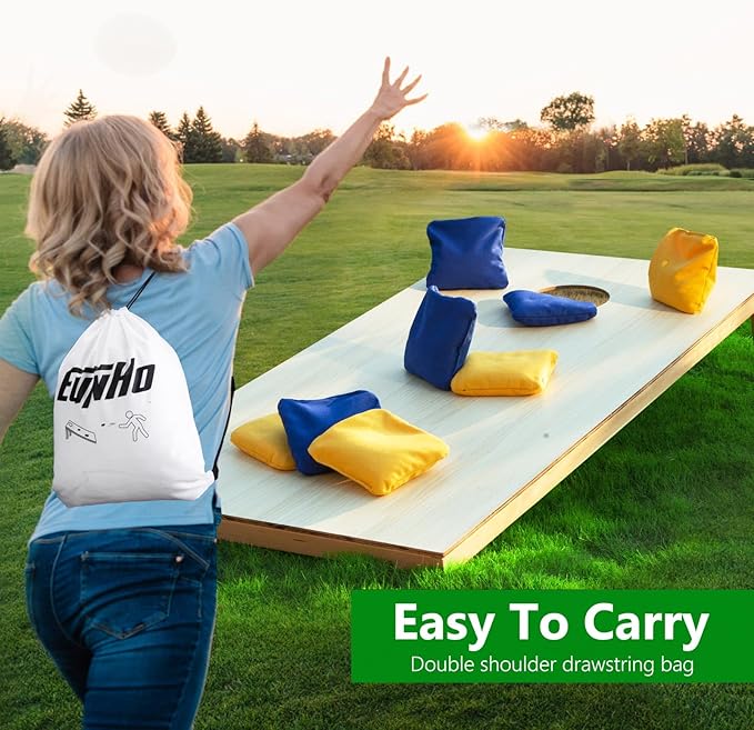 EunHo Cornhole Bags Set of 8 Regulation Size & Weight Corn Hole Bean Bags Official Professional All Weather for Tossing Game with Carry Case