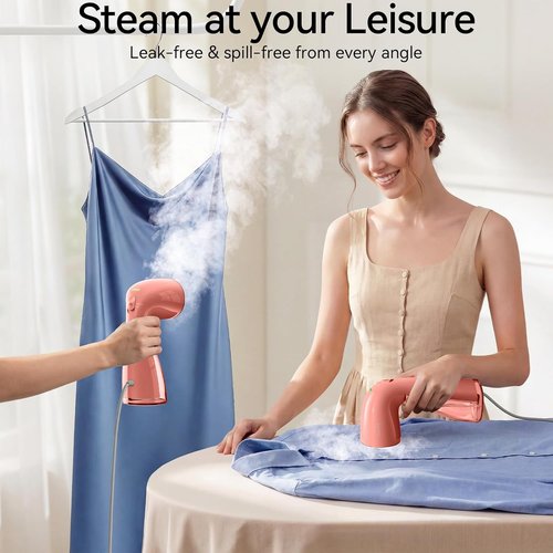 HiLIFE Clothes Steamer - 1100W Fast Wrinkle Removal, 300ml Tank, Portable & Easy to Use - Pink