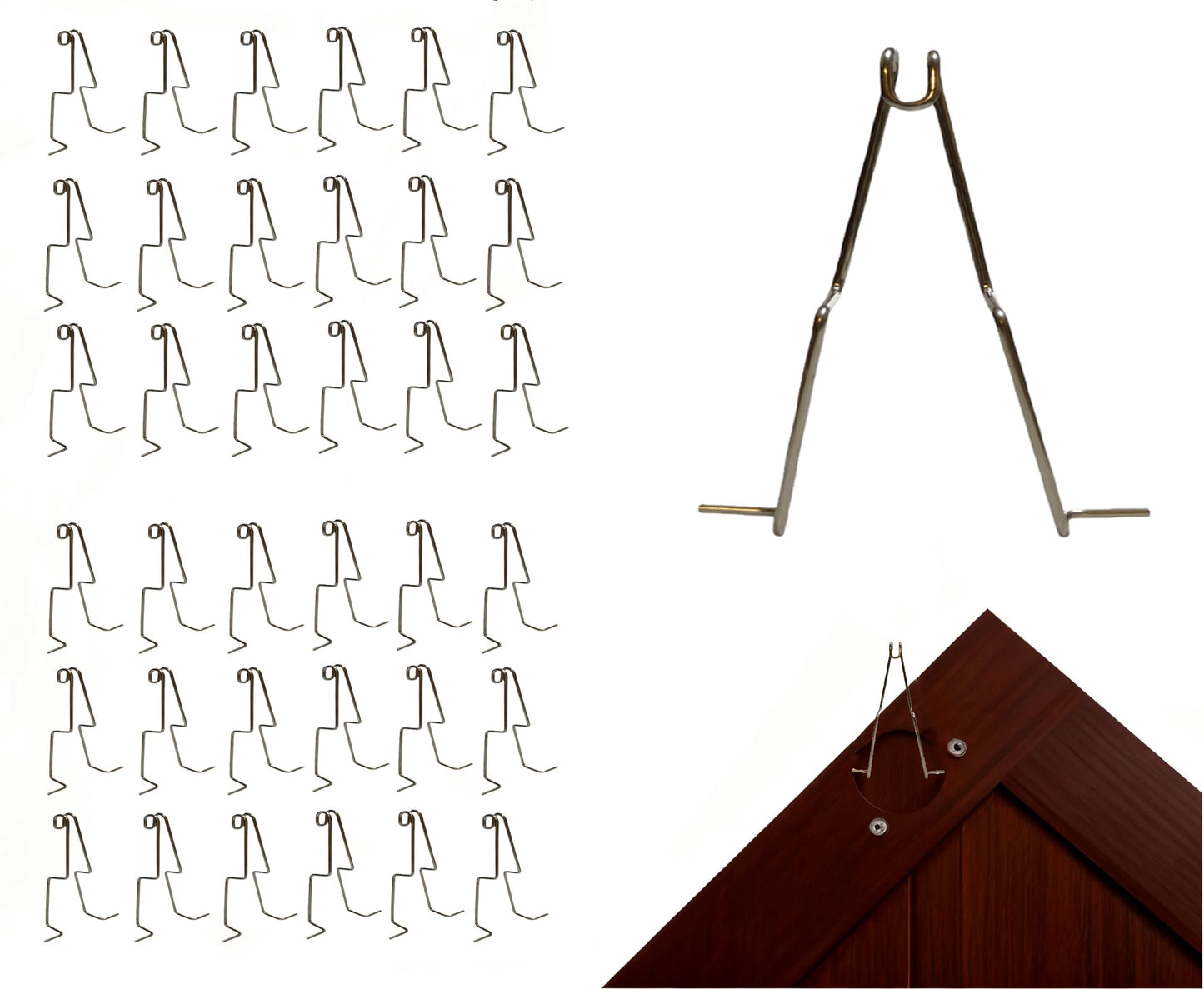 Upgrade 36 Pack Heavy-Duty Cabinet Door Painting Hangers, 6" Long Stainless Steel Paint Drying Rack Hooks with High-Tension Grip, Anti-Drop & Anti-Twist No-Drill Brackets for Pro Woodworking