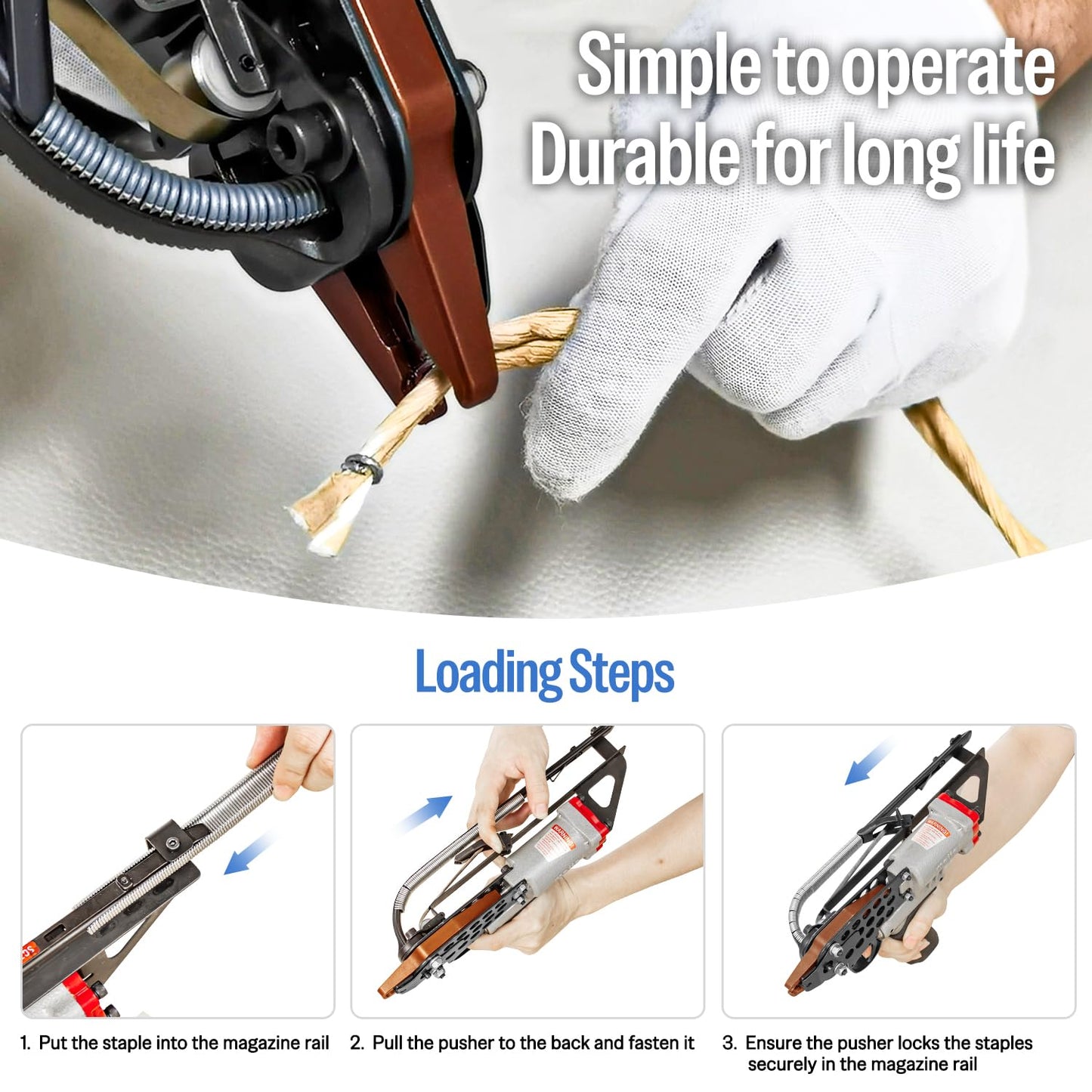 meite SC760C Pneumatic Hog Ring Gun, 16 Gauge 1/2" Crown Hog Ring Pliers, 2.6–3.6 mm Closure, Air C Ring Stapler for Fencing, Upholstery, Pet Cages, and Bag Sealing