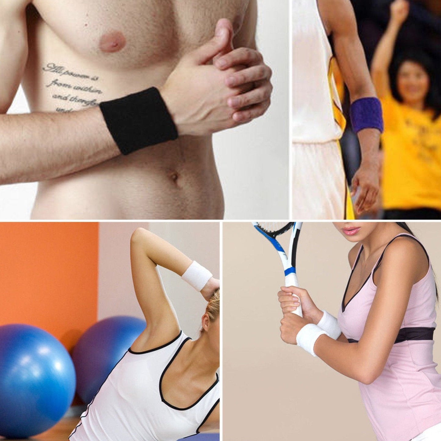 Mallofusa 10 Pack Colorful Sports Basketball Football Absorbent Wristband Party Outdoor Activity (Light Blue)